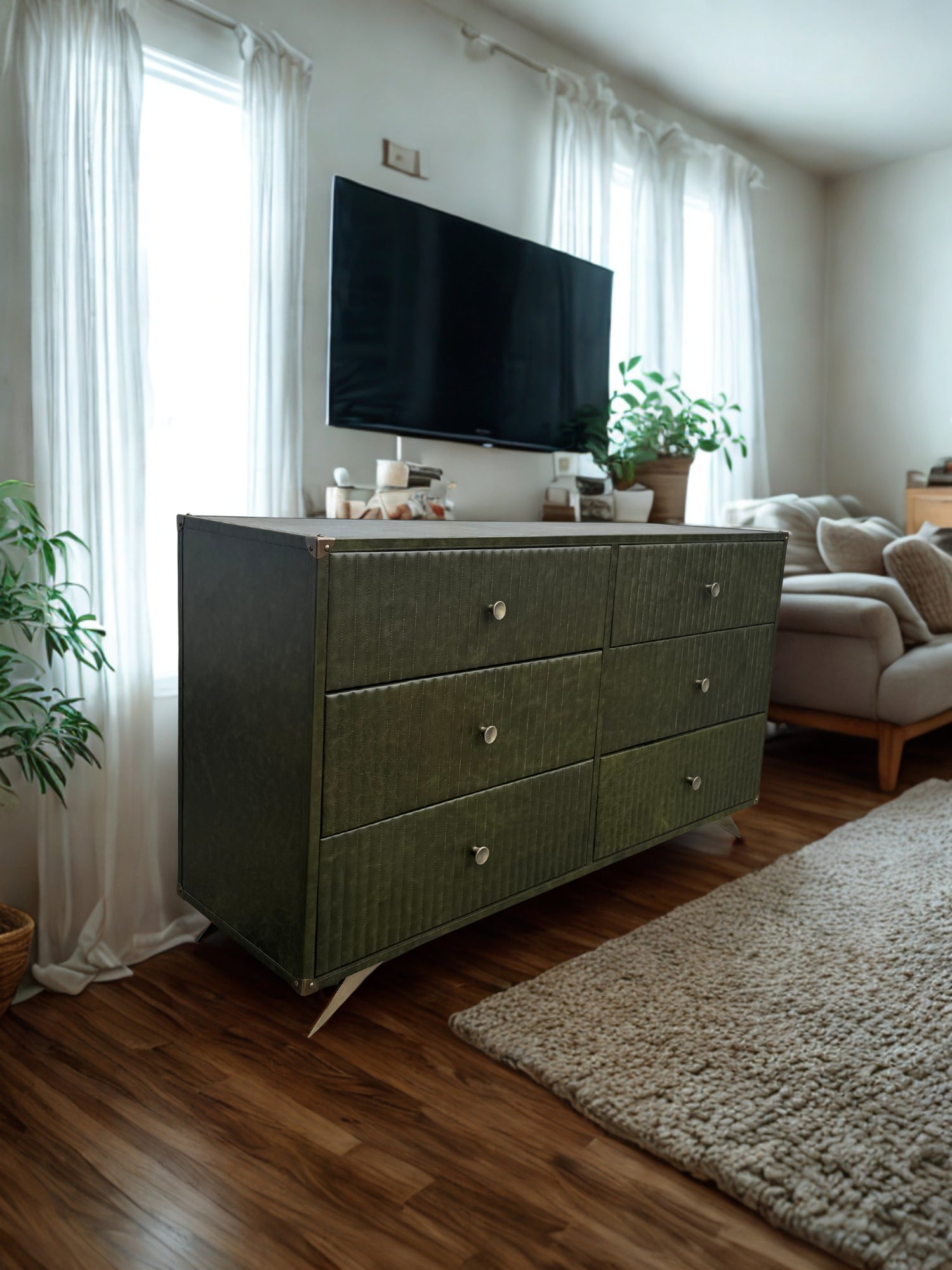 Leather chest of drawers — drawer front detail — Art Avenue