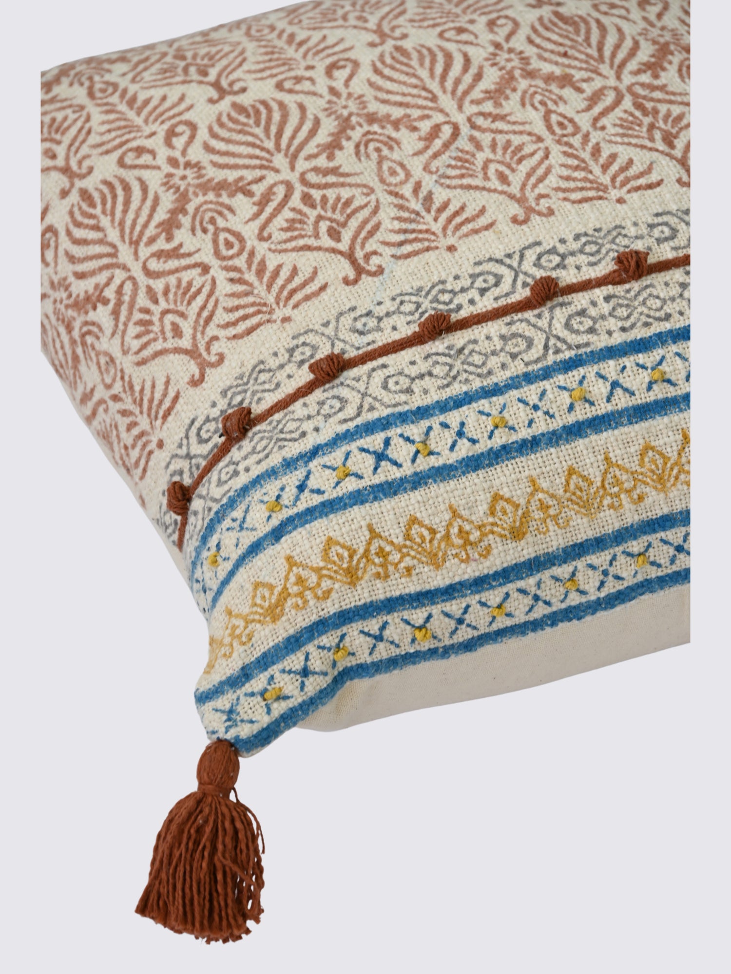 Neruva Block-Printed Square Cushion Cover