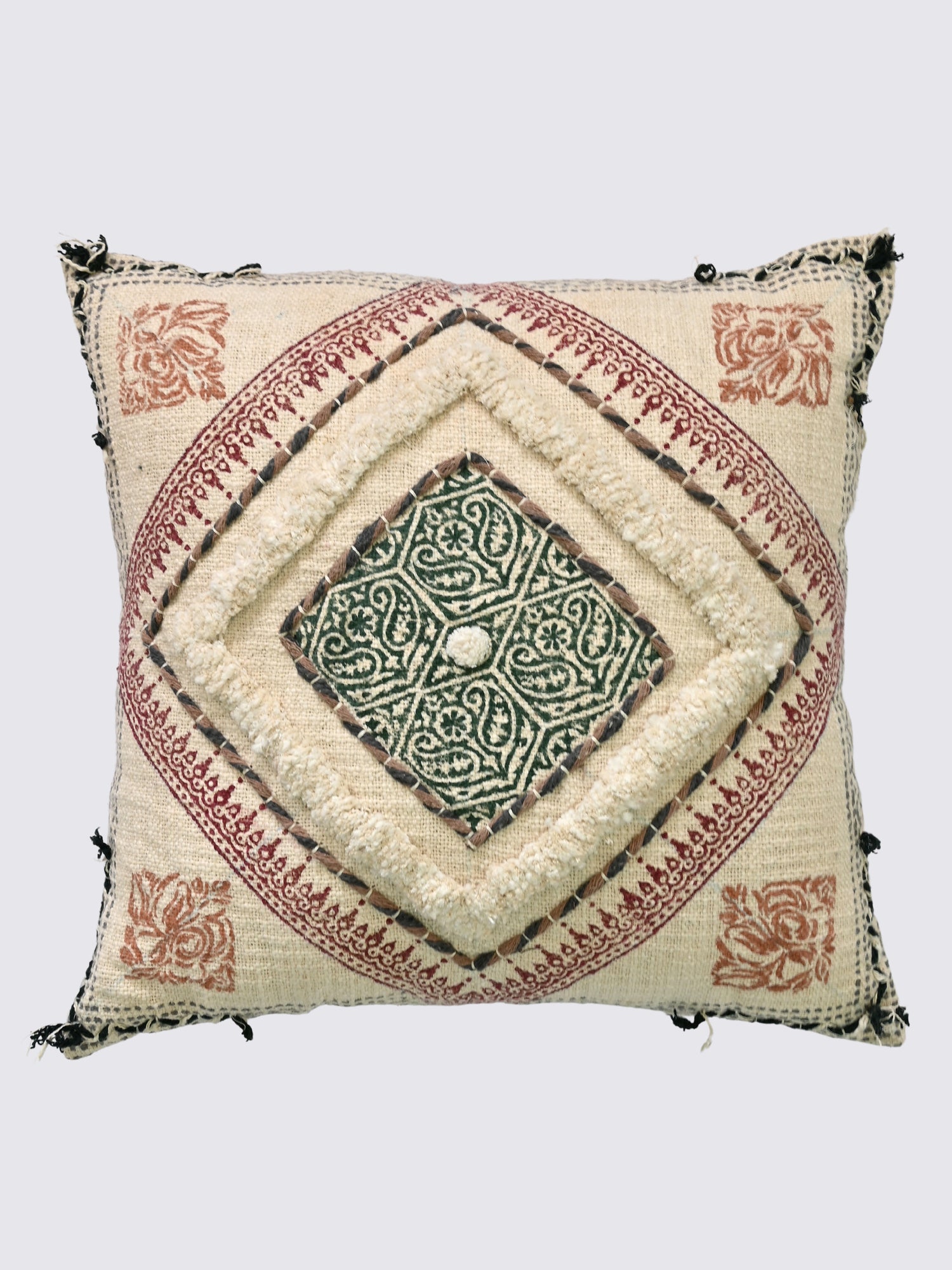 Ruvaya Block-Printed Square Cushion Cover