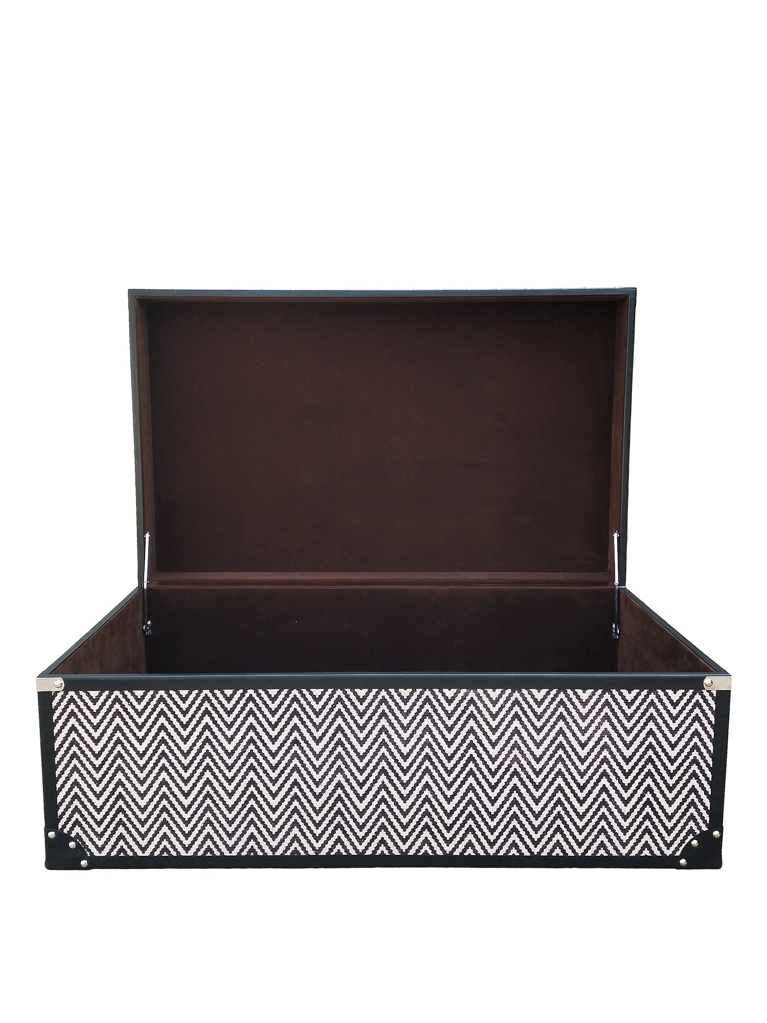Zigzag kilim trunk — open view — Art Avenue