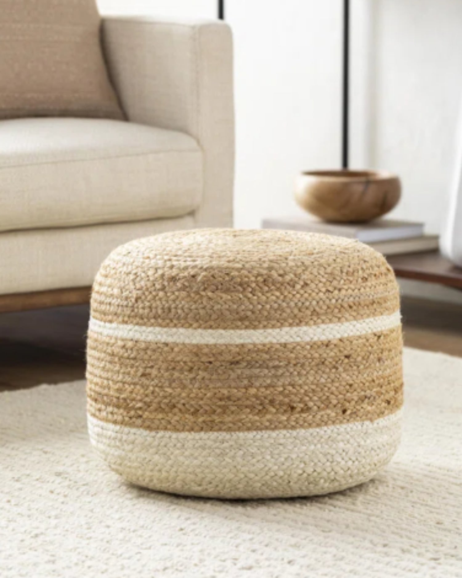 Kilim-Upholstered Cylindrical Pouf — Art Avenue