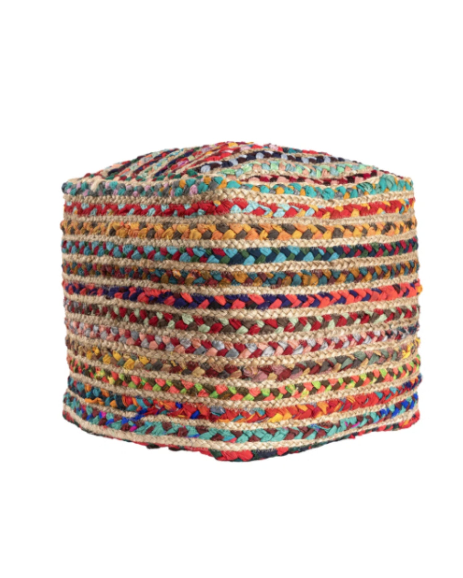 Close-up of kilim geometric pattern on pouf — Art Avenue