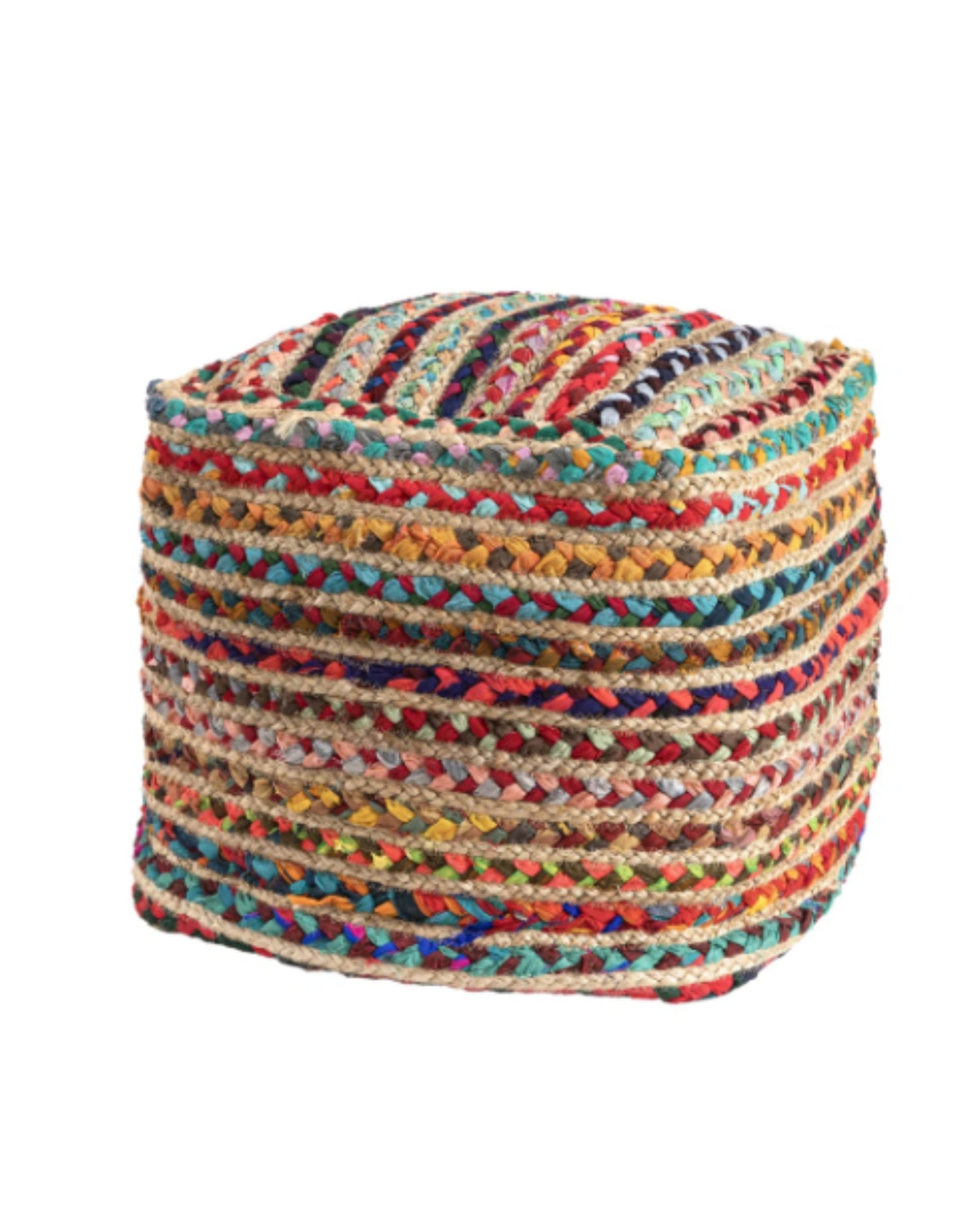 Mosaic kilim cylindrical pouf — from above — Art Avenue