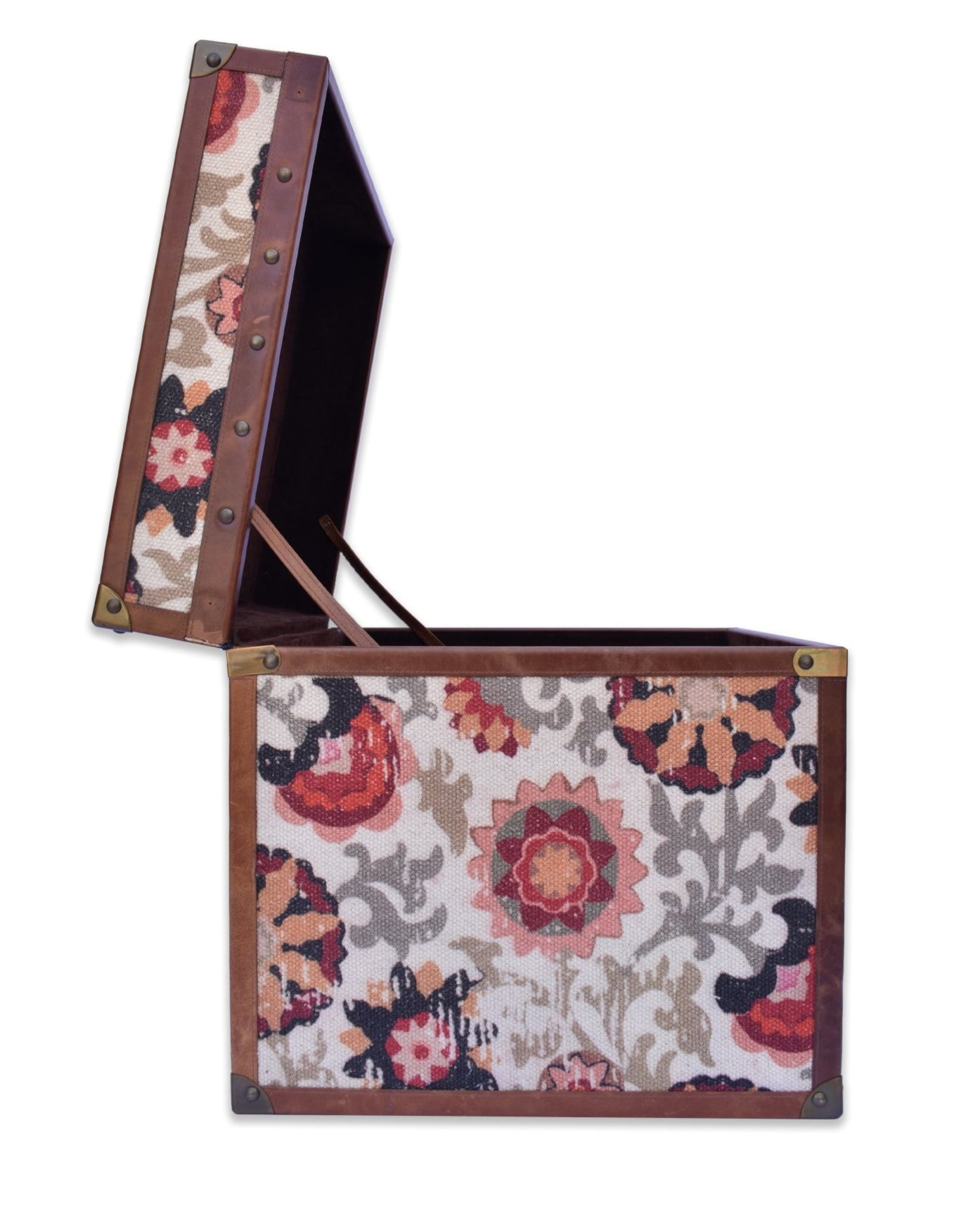 Handcrafted printed fabric and leather storage trunk — Art Avenue