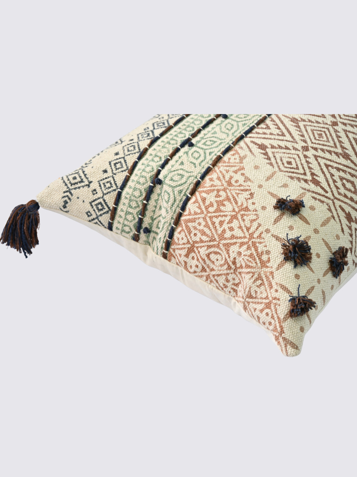 Ruvaa Block-Printed Lumbar Cushion Cover