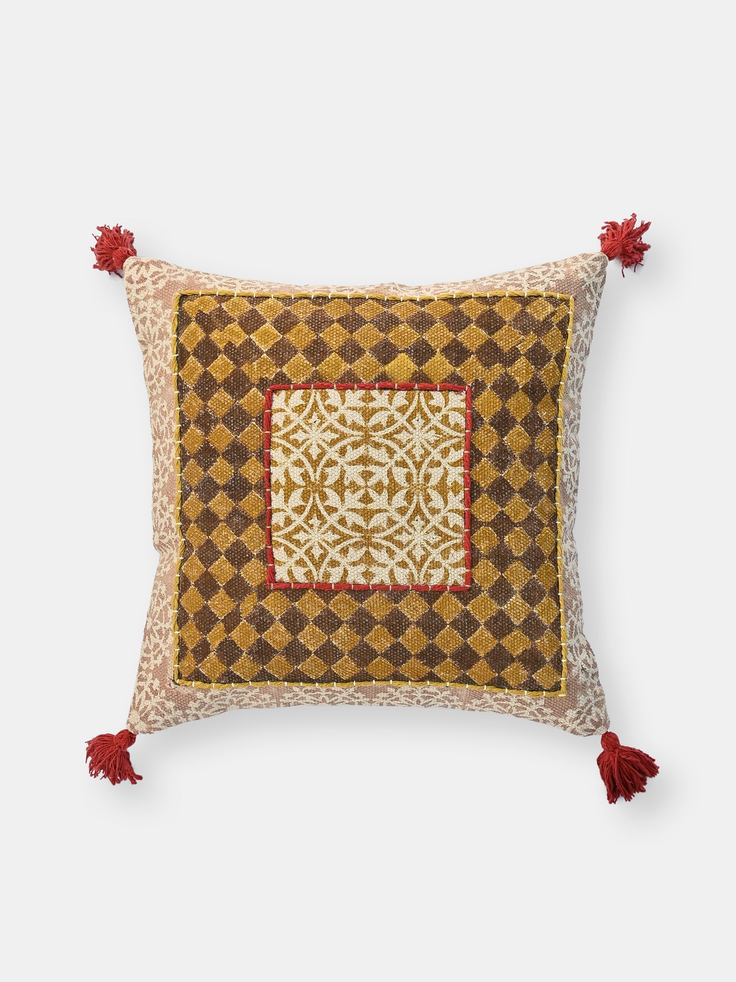 Ochra Block-Printed Square Cushion Cover