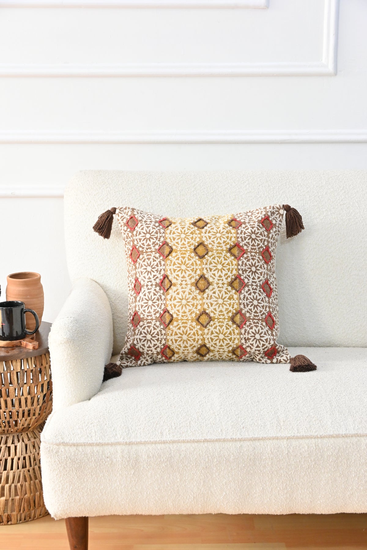 Zestia Block-Printed Square Cushion Cover