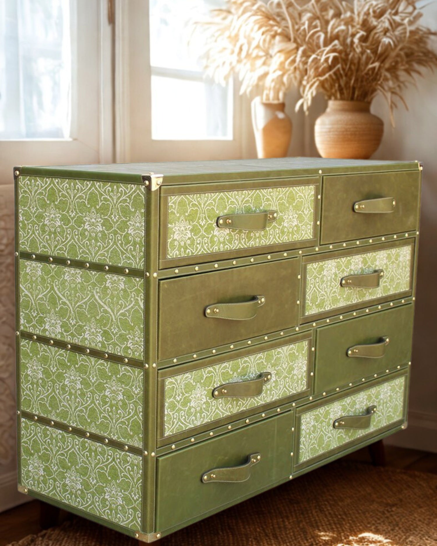 Side view of leather chest of drawers — Art Avenue