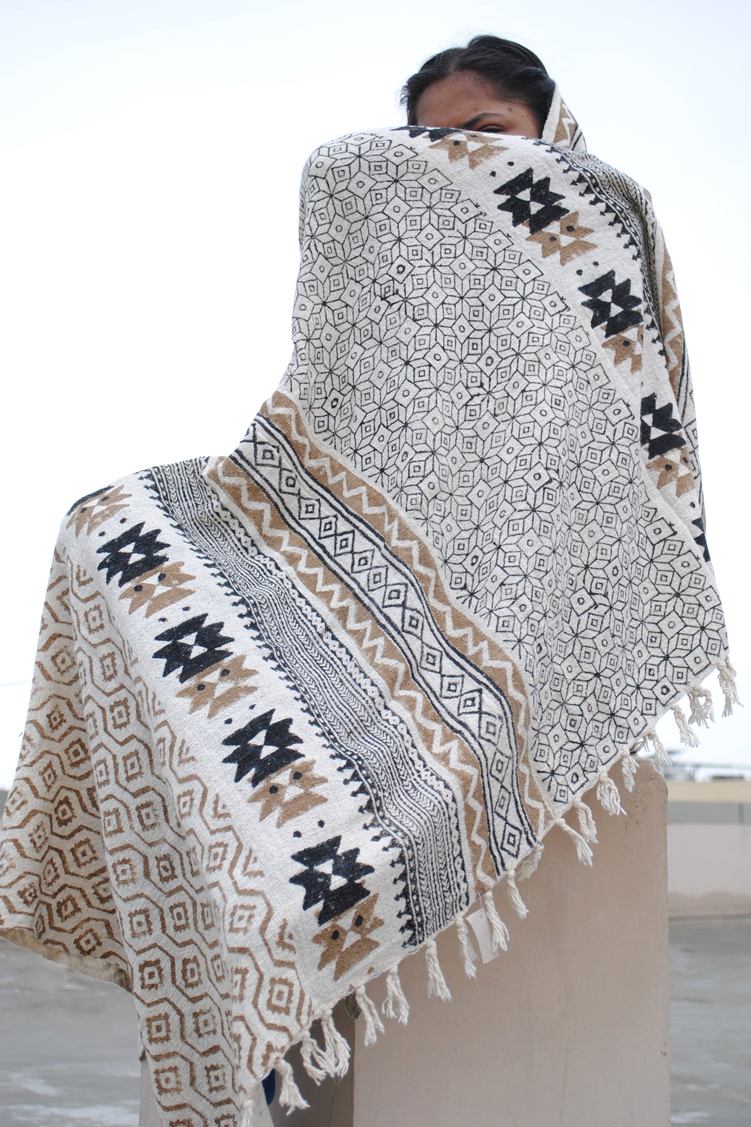 Simsun Block-Printed Cotton Throw