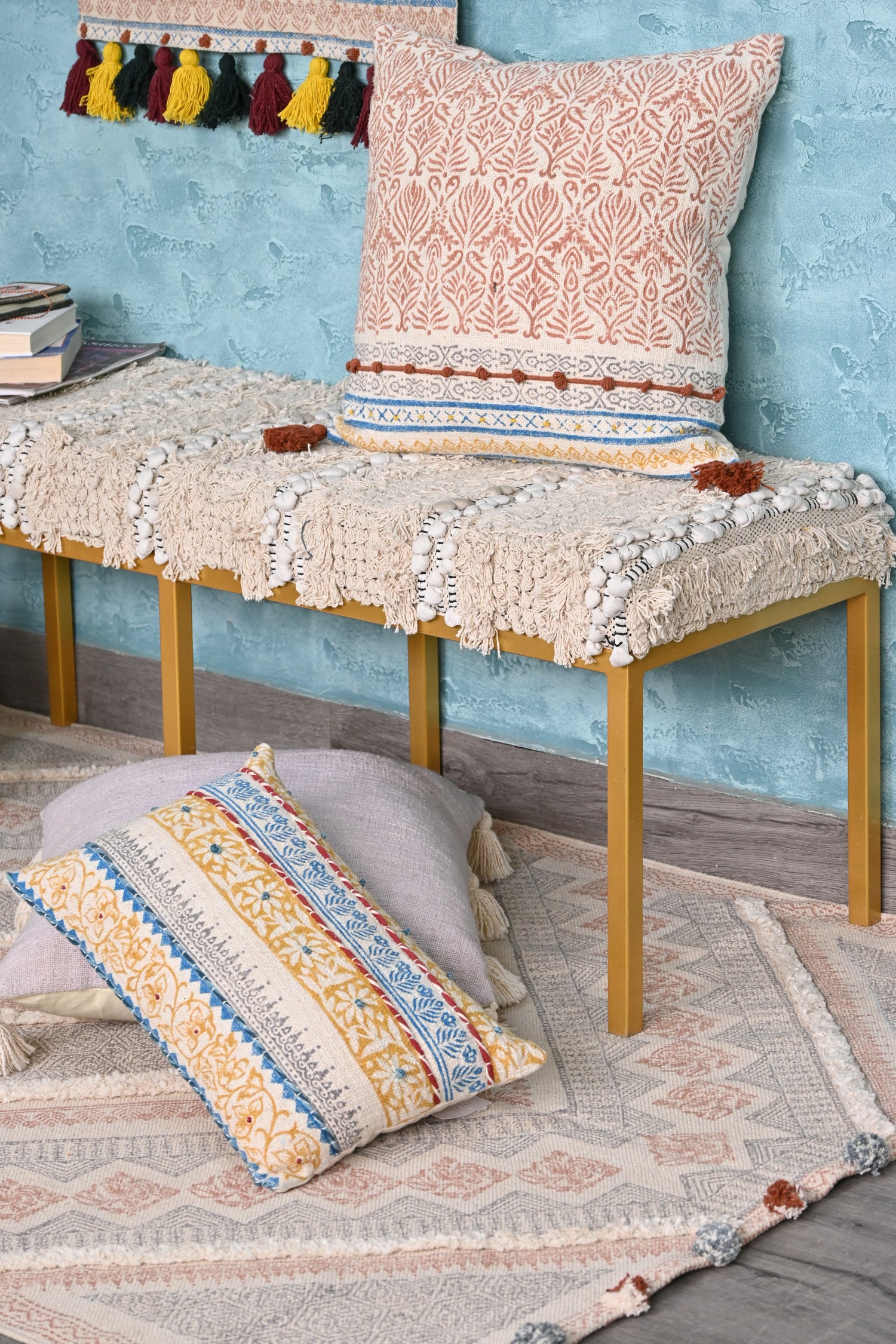 Neruva Block-Printed Square Cushion Cover