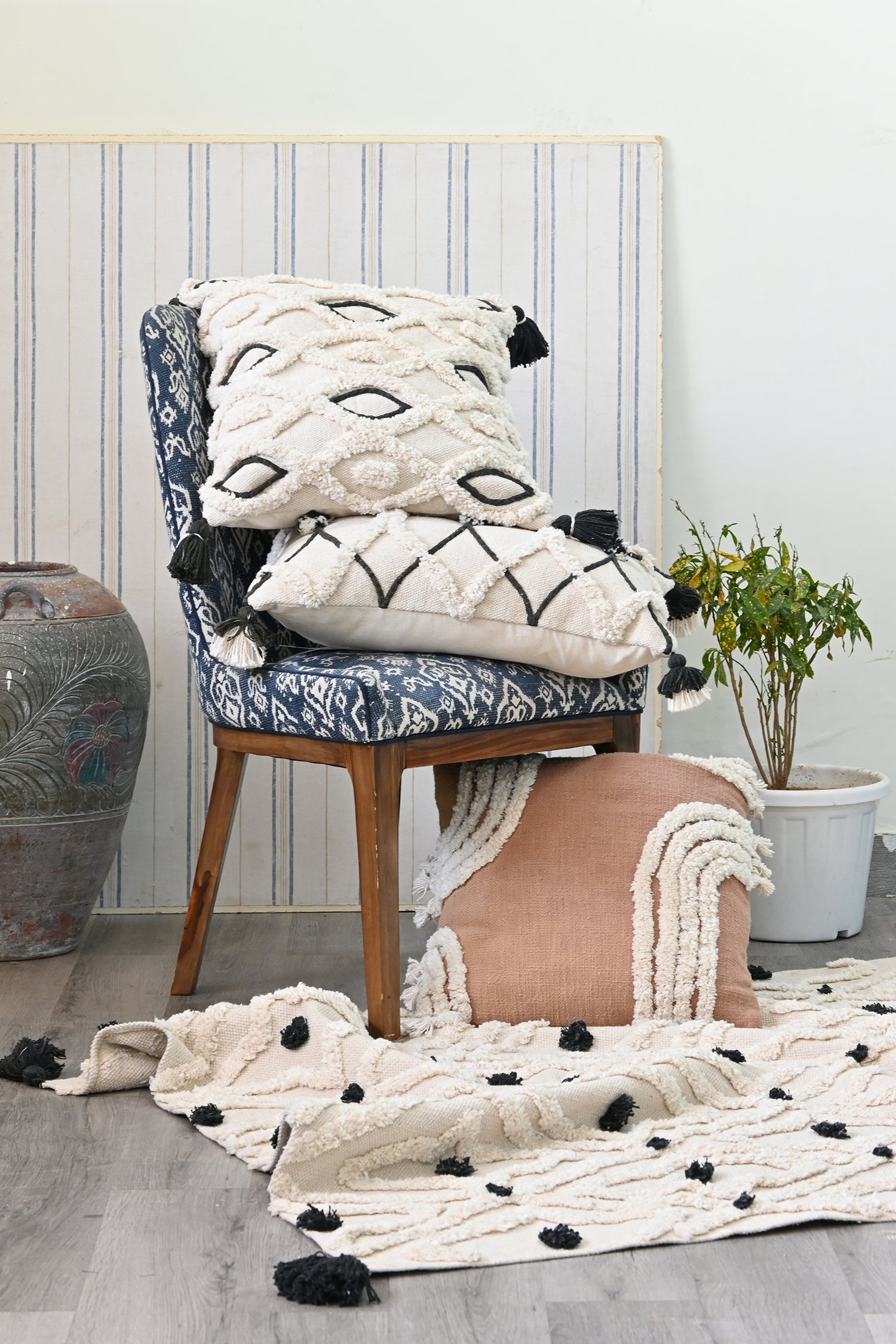 Eloura Hand-Embroidered Square Cushion Cover