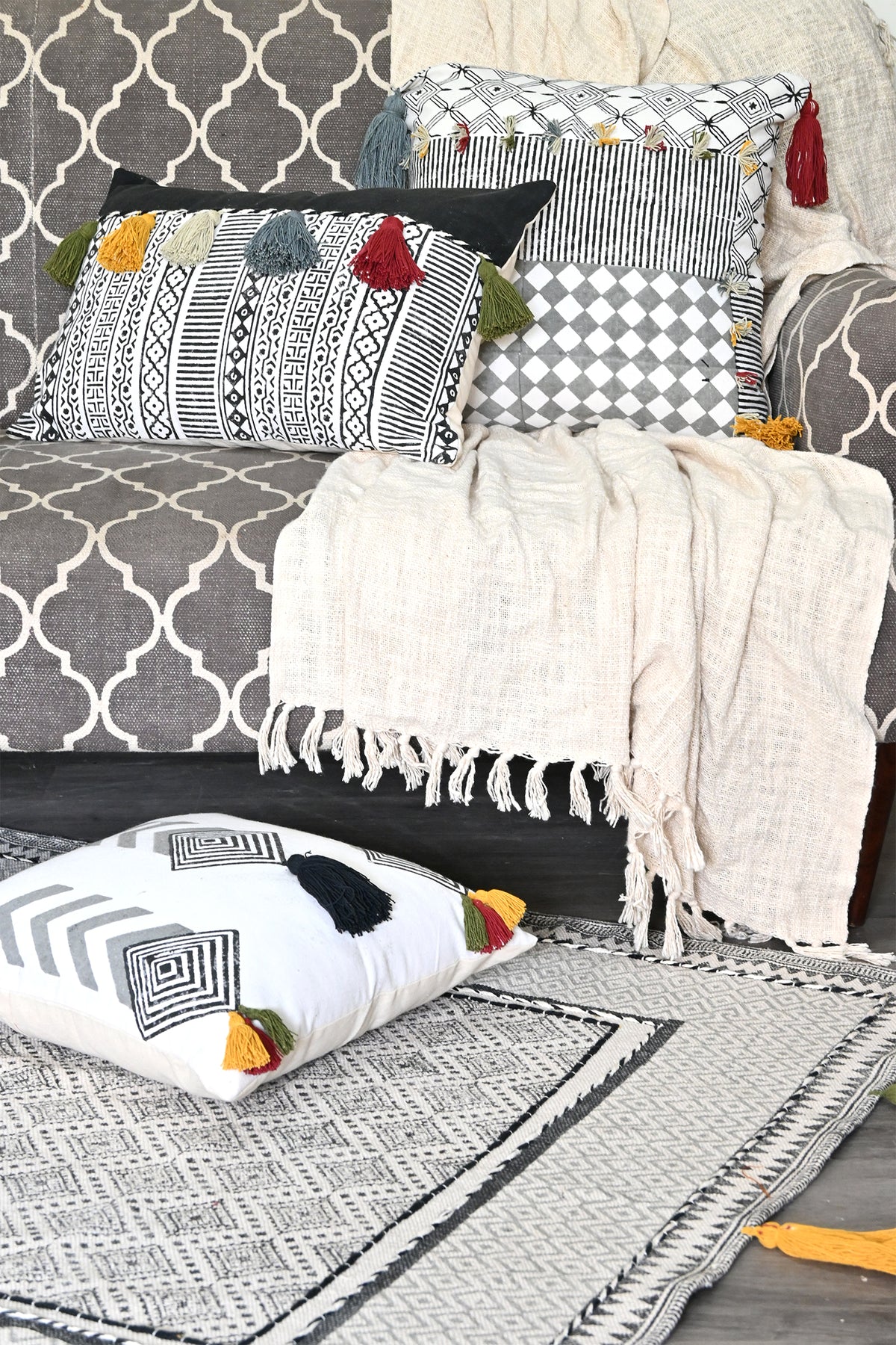 Kiva Block-Printed Square Cushion Cover