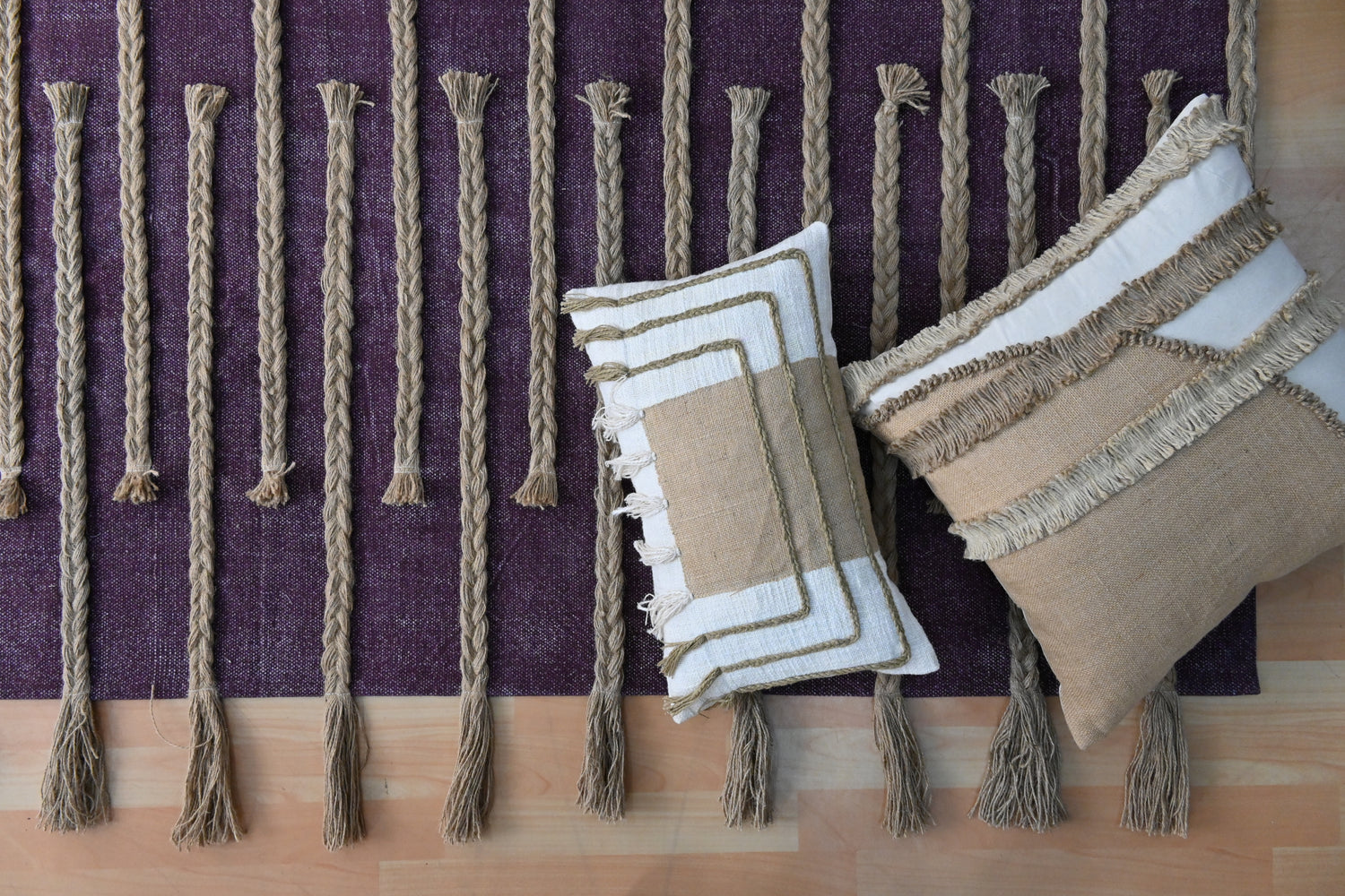 Tide Texture Hand-Embroidered Cotton & Jute Rug