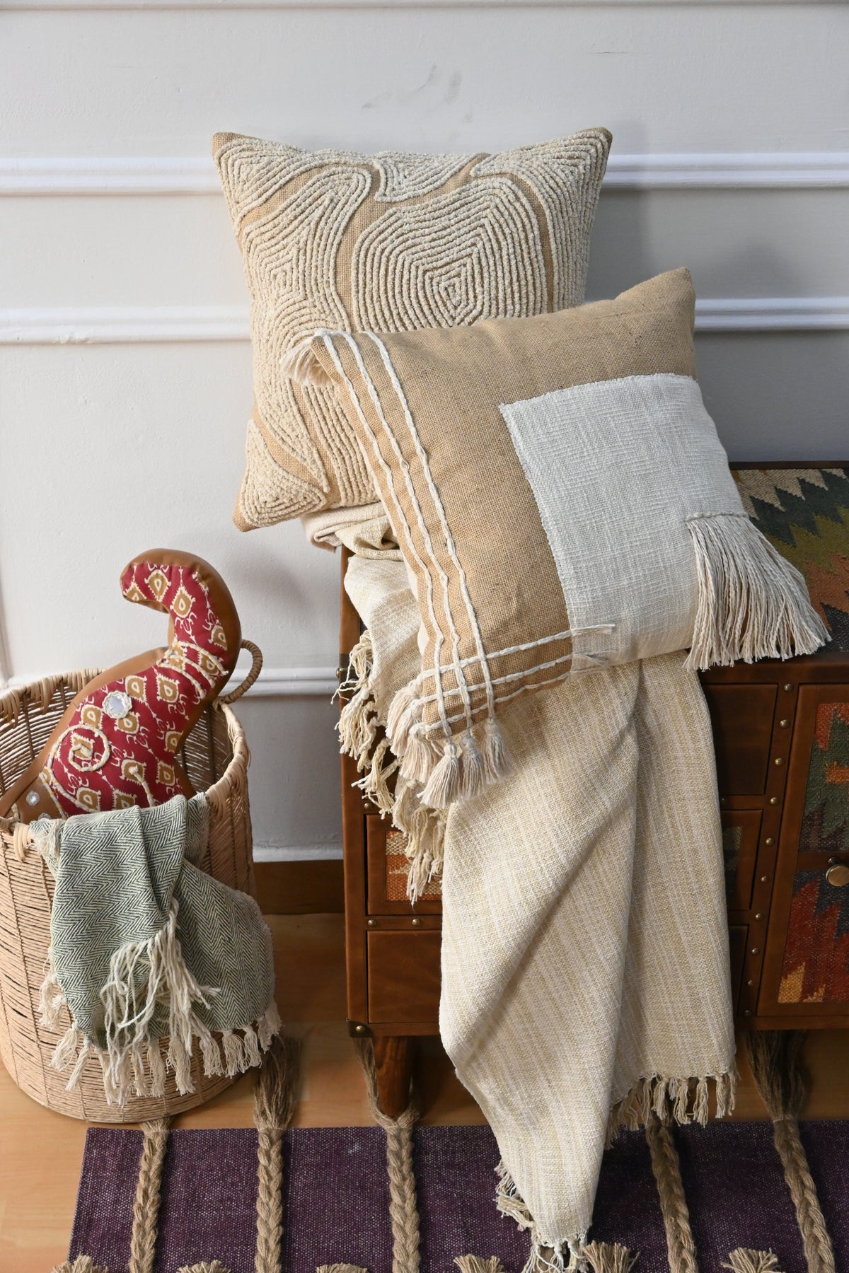 Twill Handwoven Square Cushion Cover