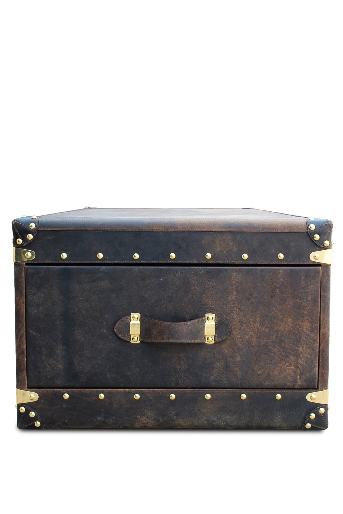 VINTAGE COFFEE TABLE IN LEATHER WITH TWO DRAWERS - ART AVENUE