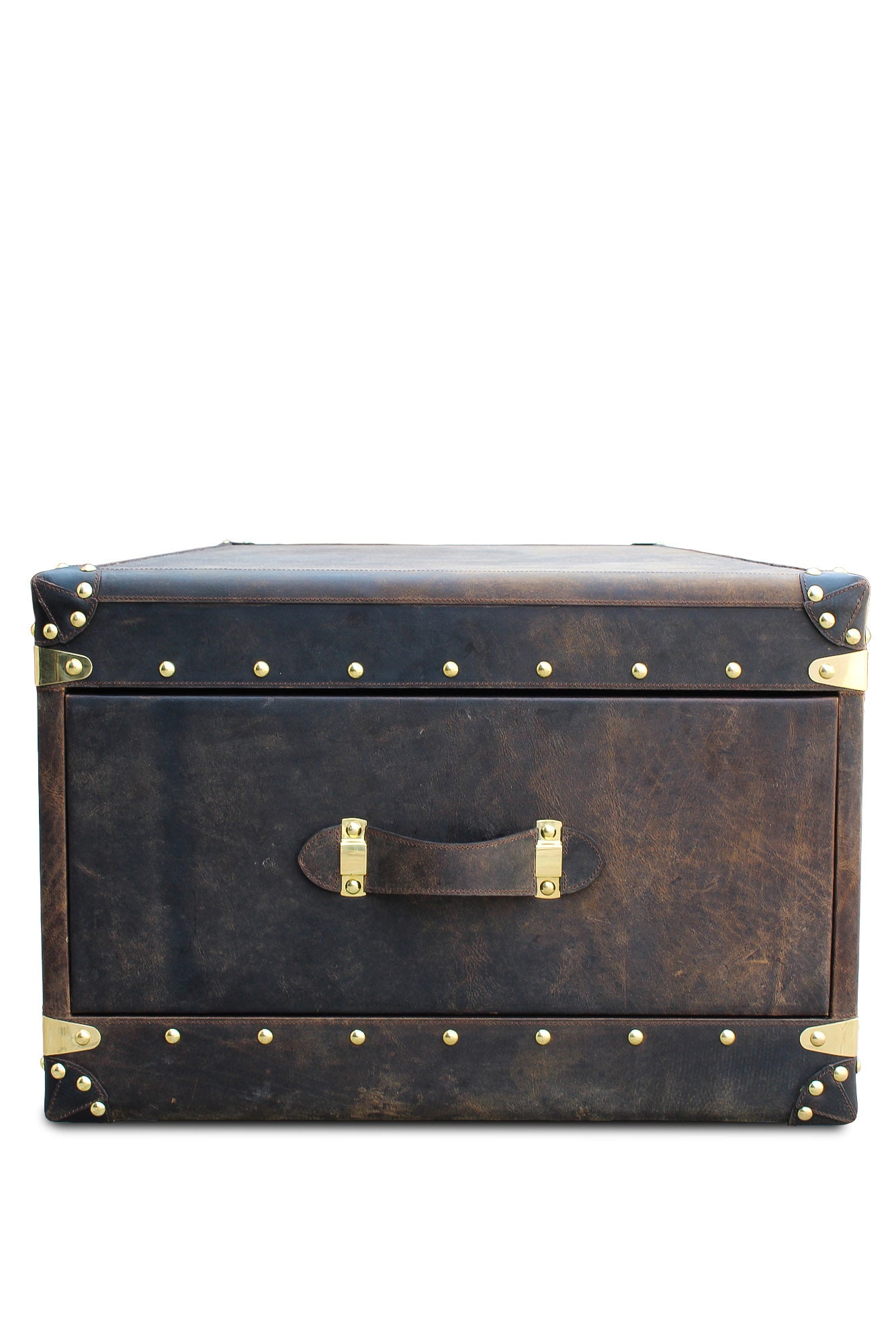 VINTAGE COFFEE TABLE IN LEATHER WITH TWO DRAWERS - ART AVENUE