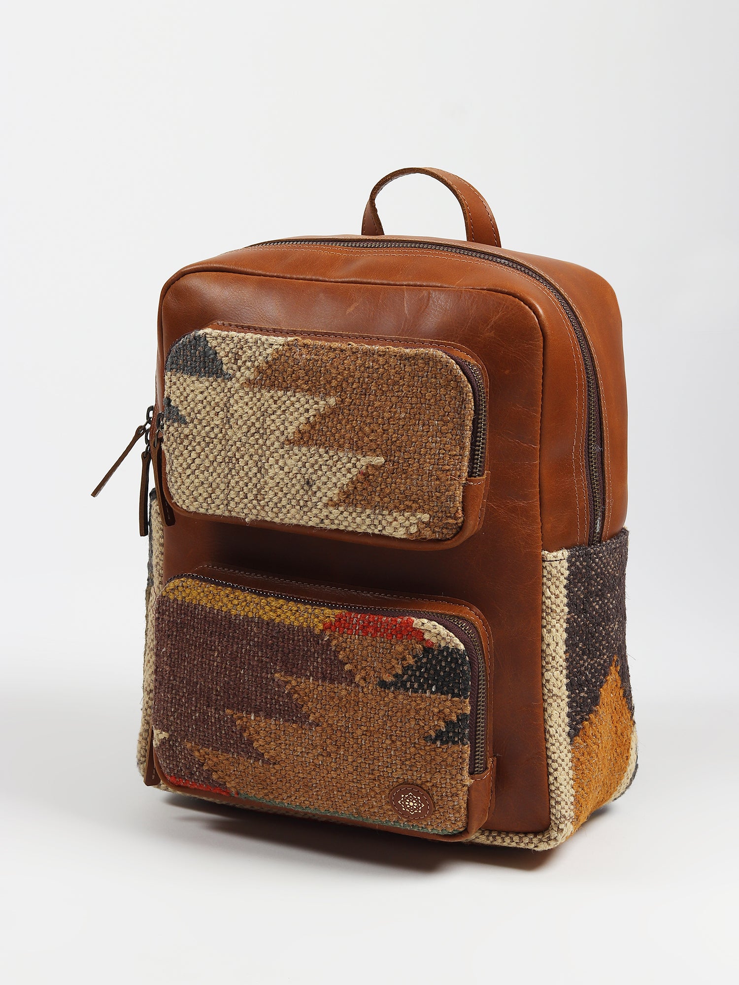 Sabre kilim and leather backpack interior — Art Avenue