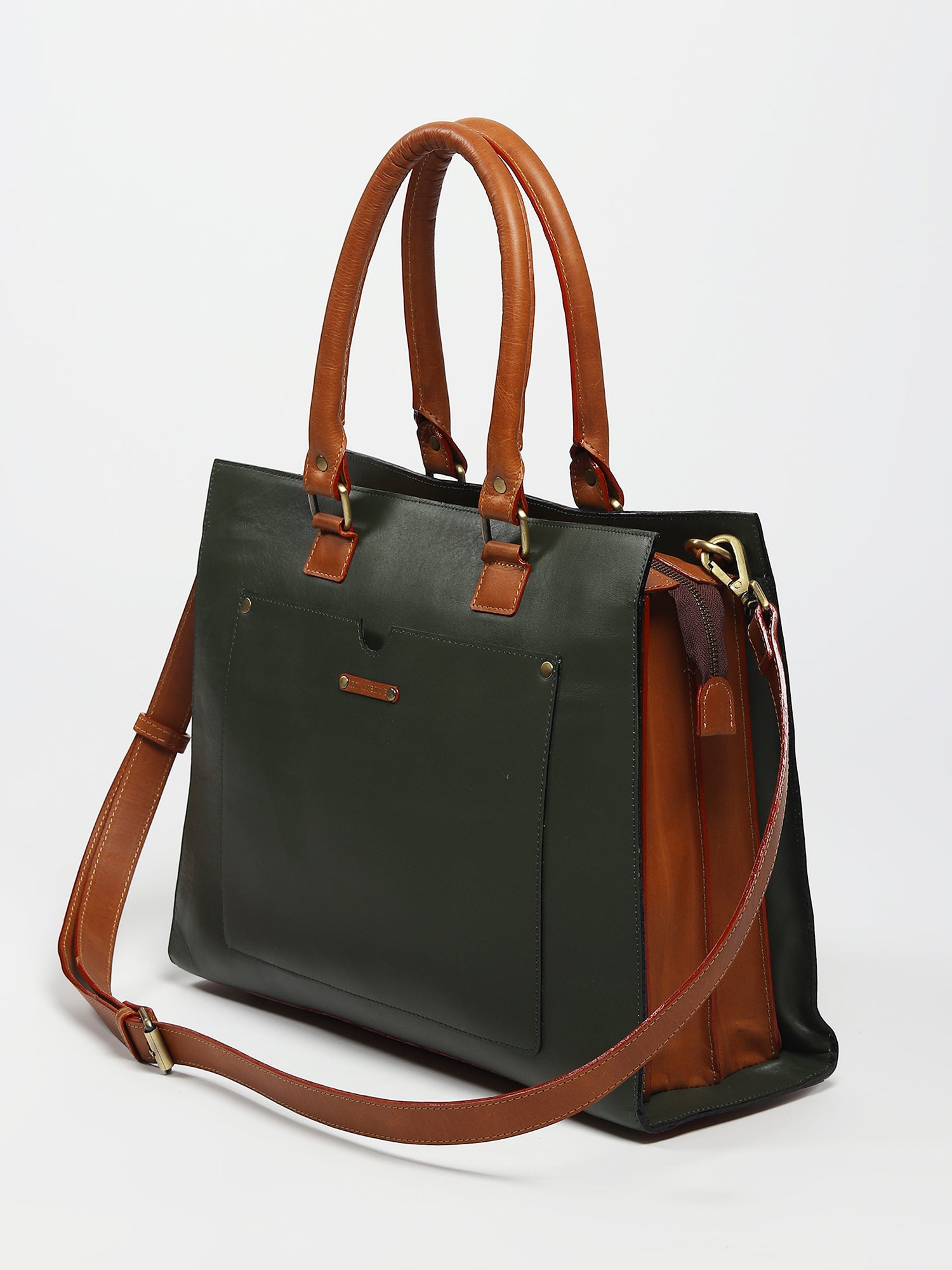 Olivia leather laptop bag interior — Art Avenue