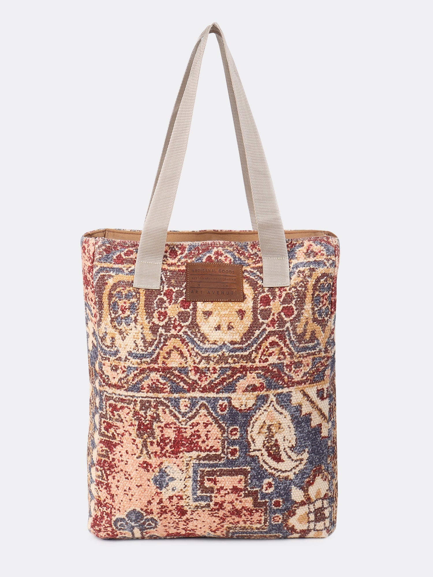 Divisara block-printed tote bag, side view — Art Avenue
