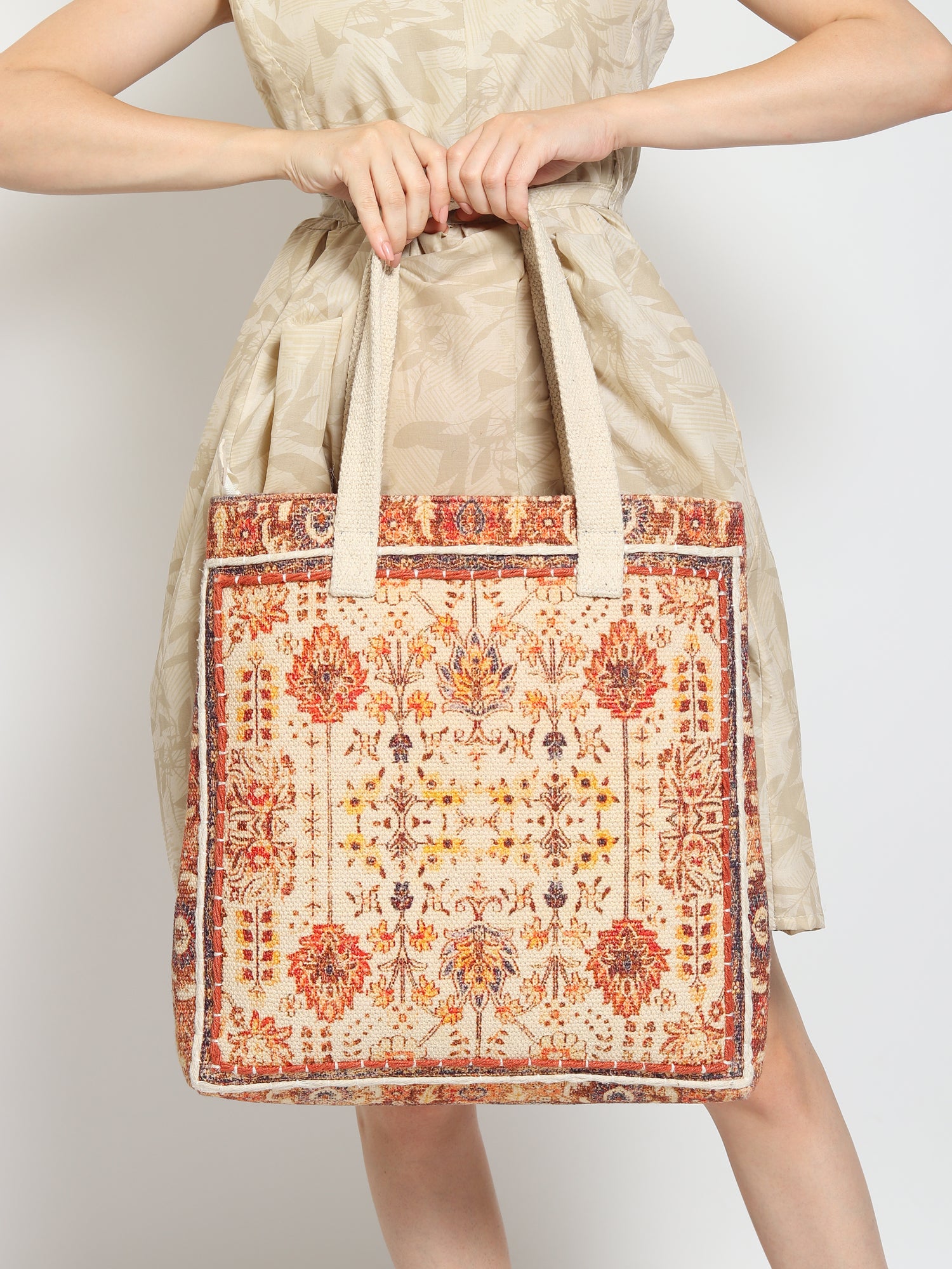 Adria block-printed tote bag, alternate view — Art Avenue