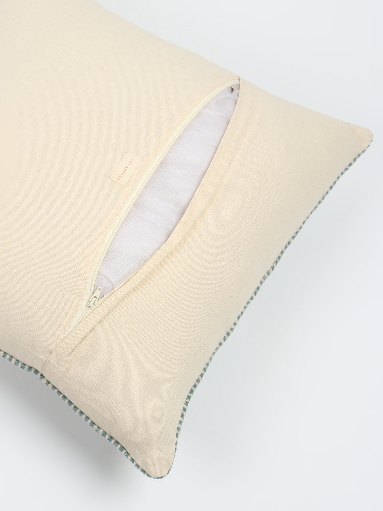 Aella Block-Printed Embroidered Square Cushion Cover