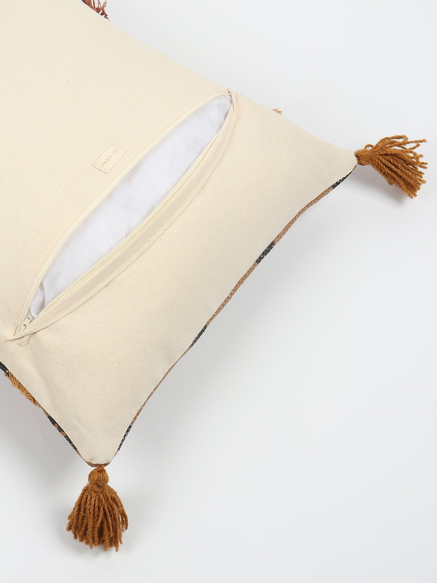 Omega Block-Printed Shaggy Square Cushion Cover