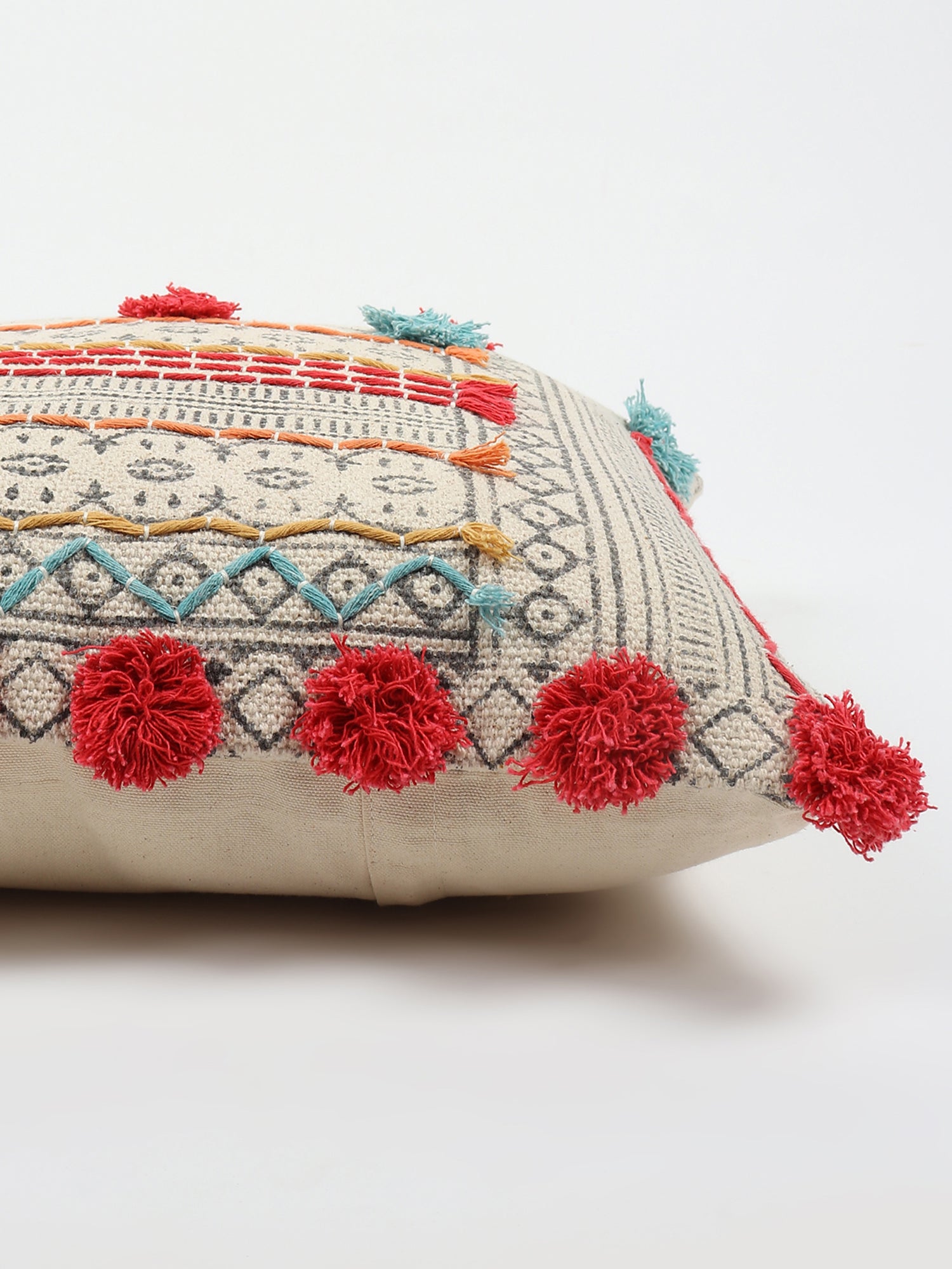 Brisk Block-Printed Square Cushion Cover