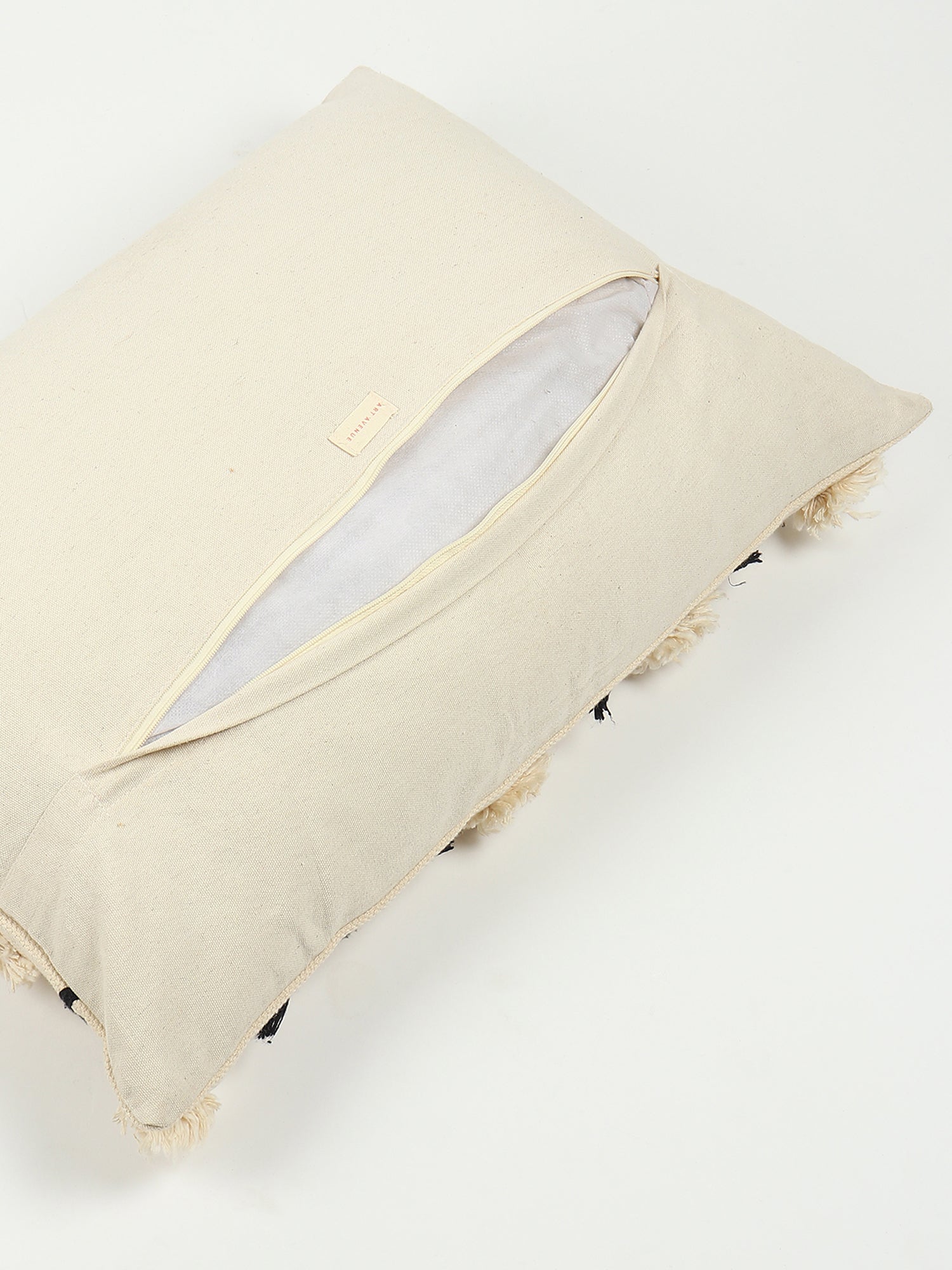 Shiroi Hand-Embroidered Pom-Pom Lumbar Cushion Cover