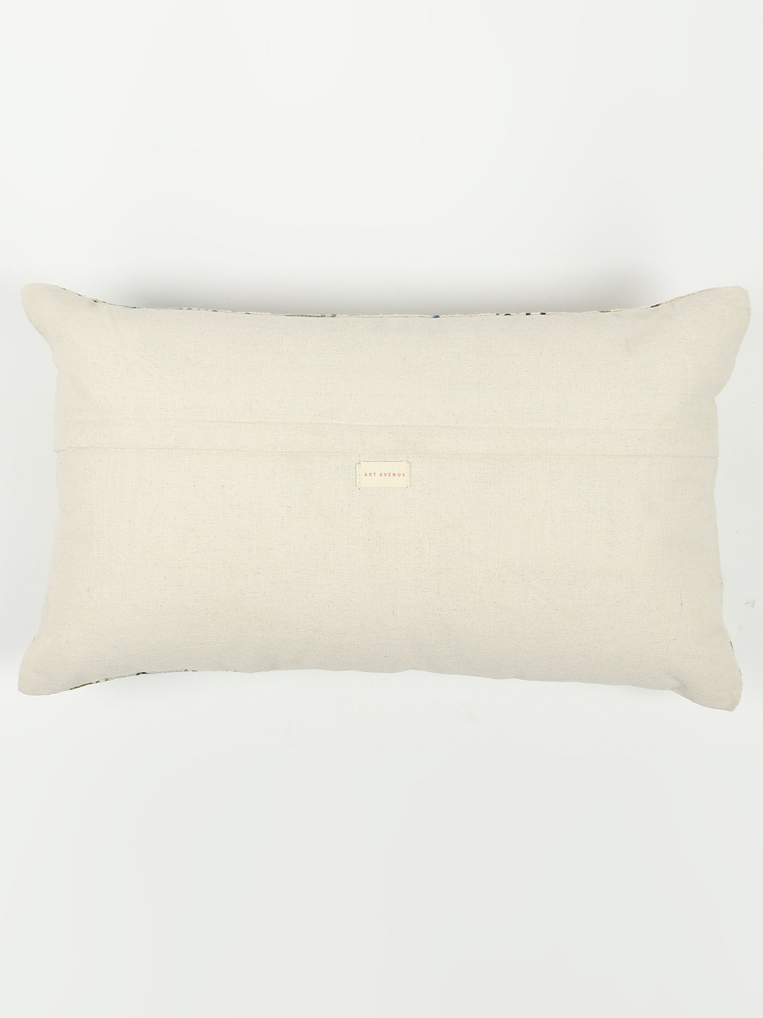 Peace Block-Printed Embroidered Lumbar Cushion Cover