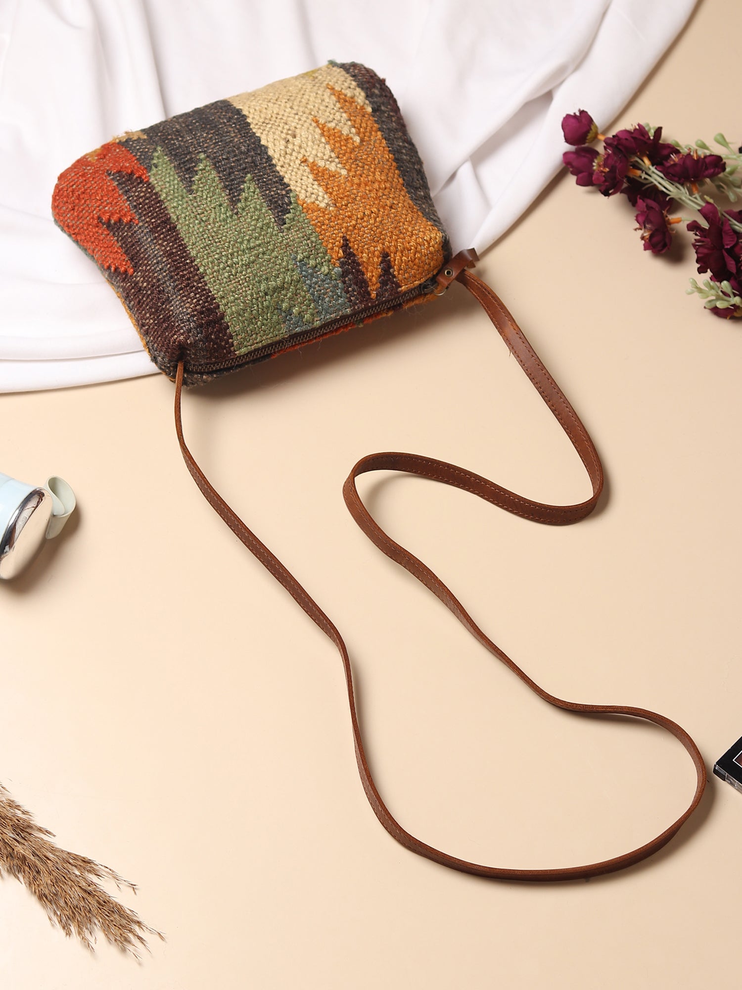 Alpha kilim sling bag textile detail — Art Avenue