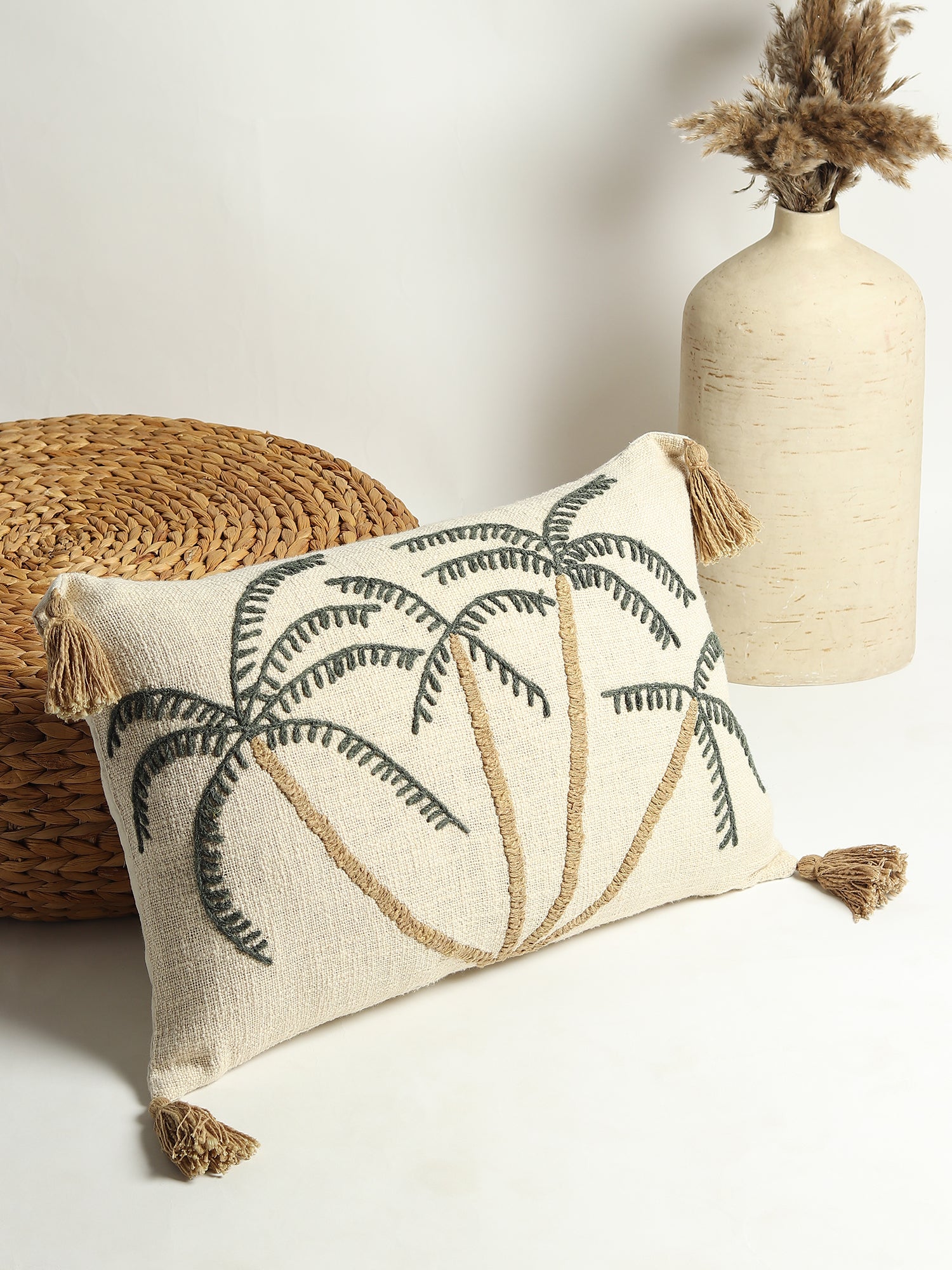 Amulius Tree Hand-Embroidered Lumbar Cushion Cover