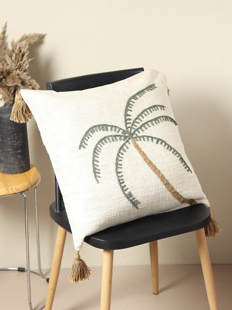 Pine Tree Embroidered Square Cushion Cover