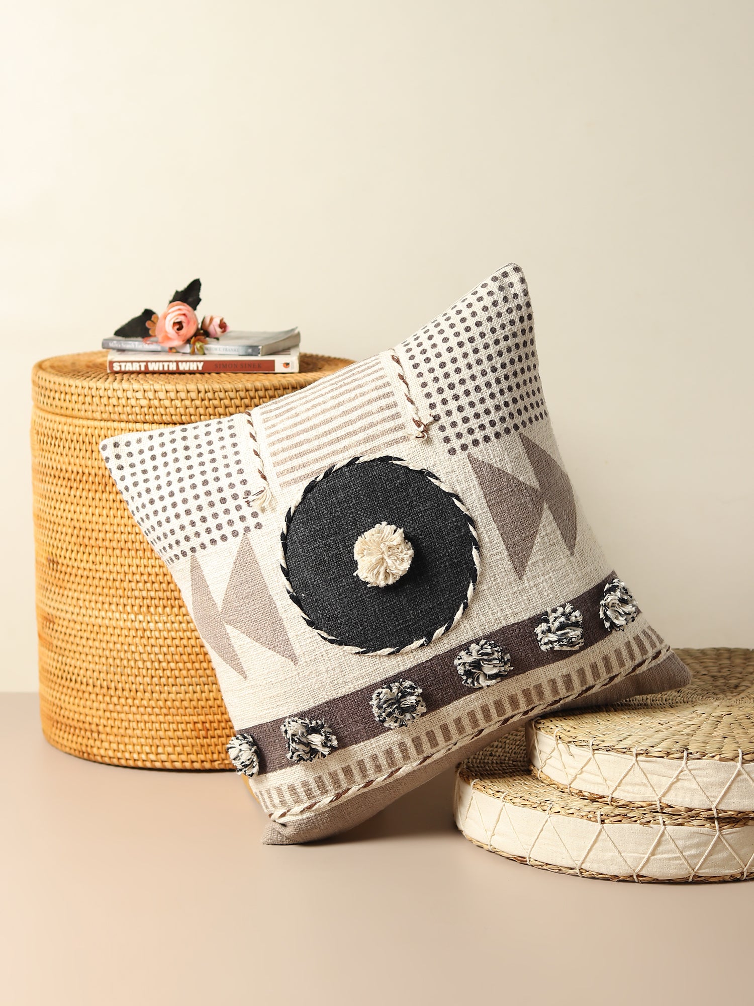 Balder Embroidered Square Cushion Cover