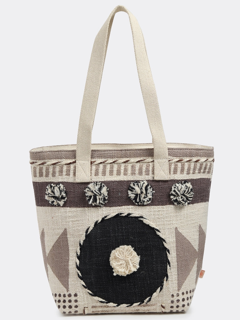 Sibura block-printed tote bag, side view — Art Avenue