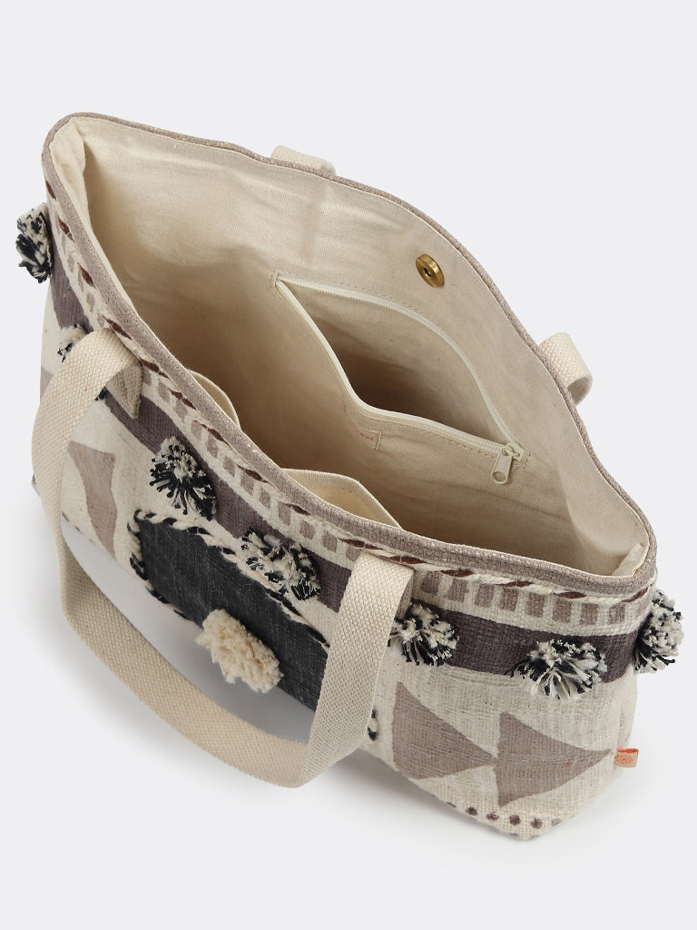Akorin block-printed tote bag, side view — Art Avenue