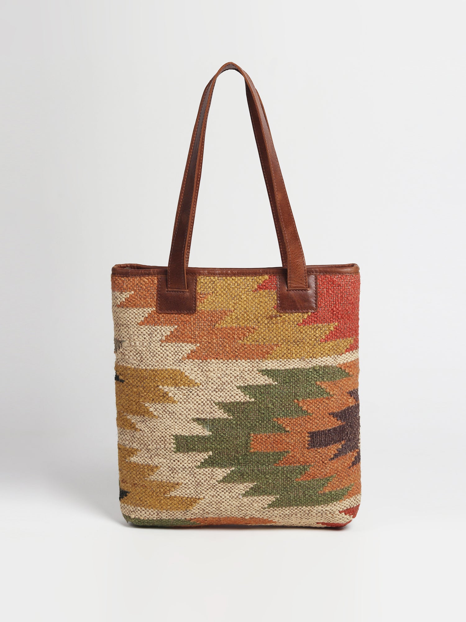 Camelia kilim and leather handbag, alternate view — Art Avenue
