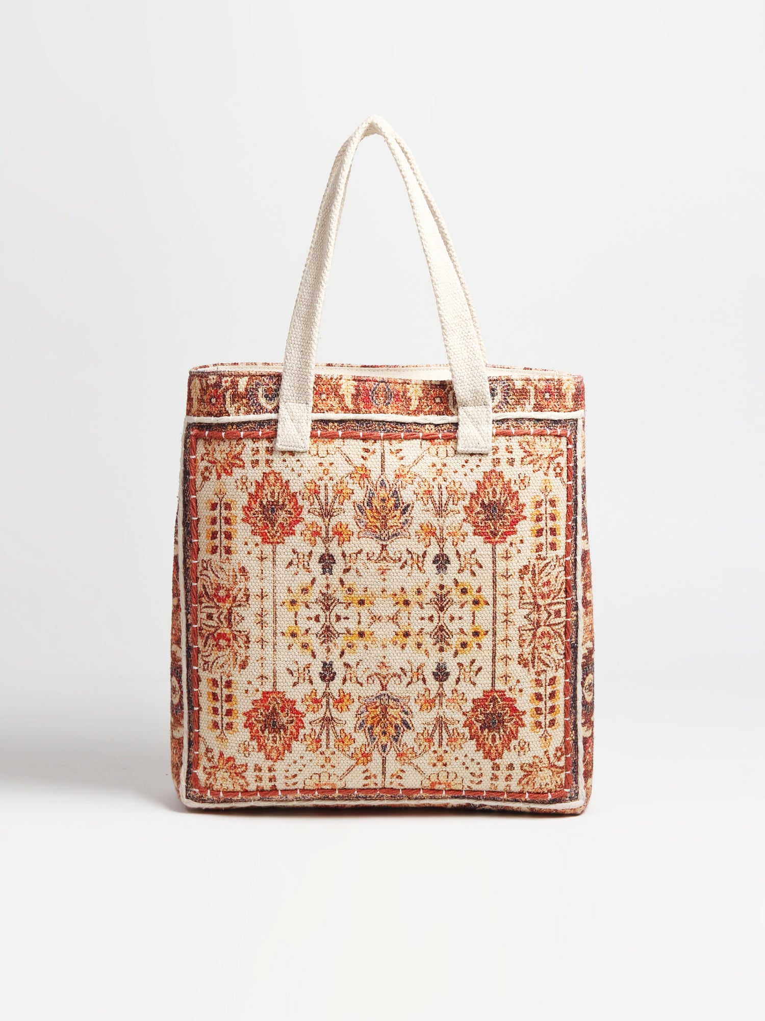 Adria block-printed tote bag, side view — Art Avenue
