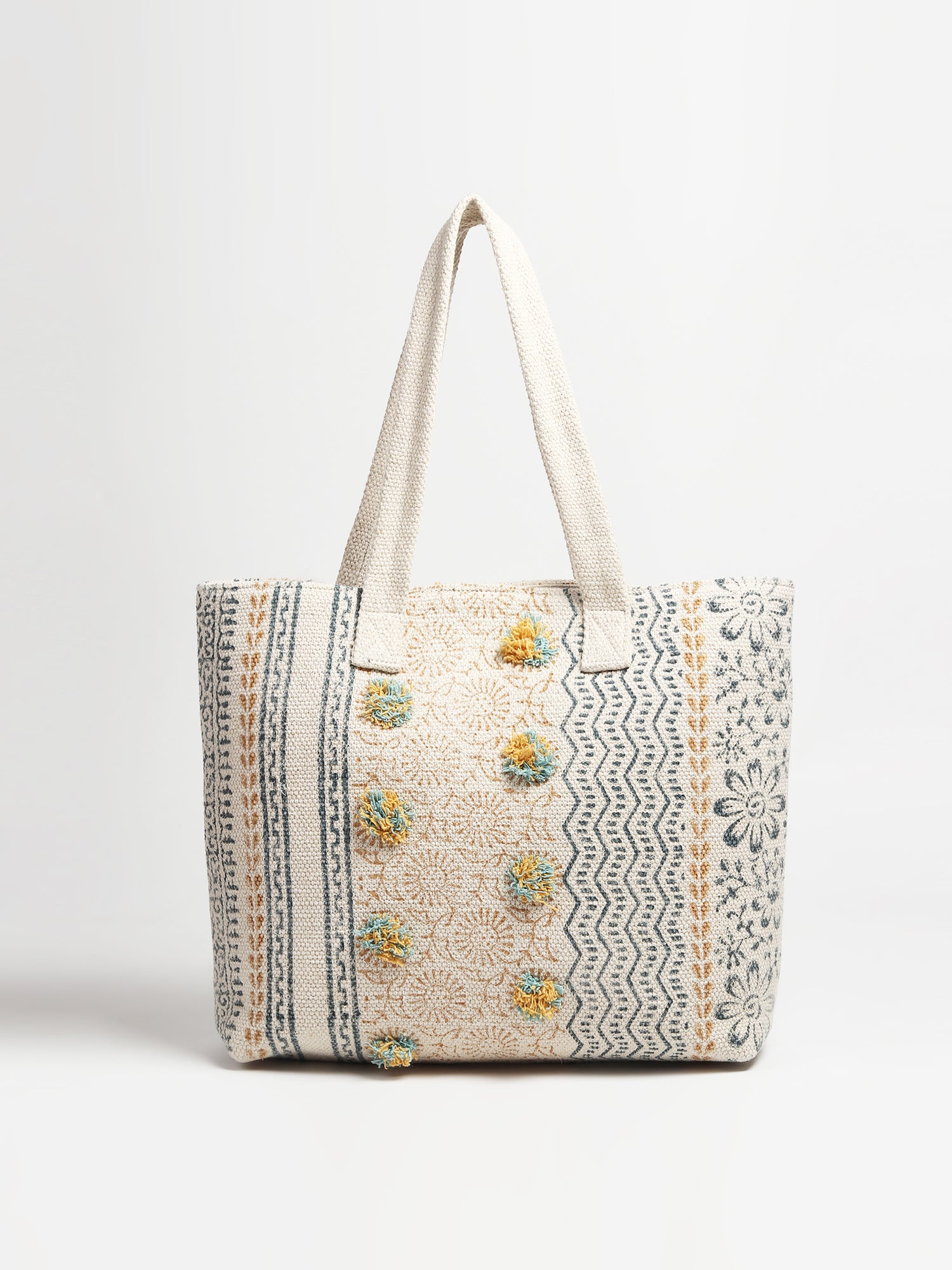 Mars block-printed tote bag, side view — Art Avenue