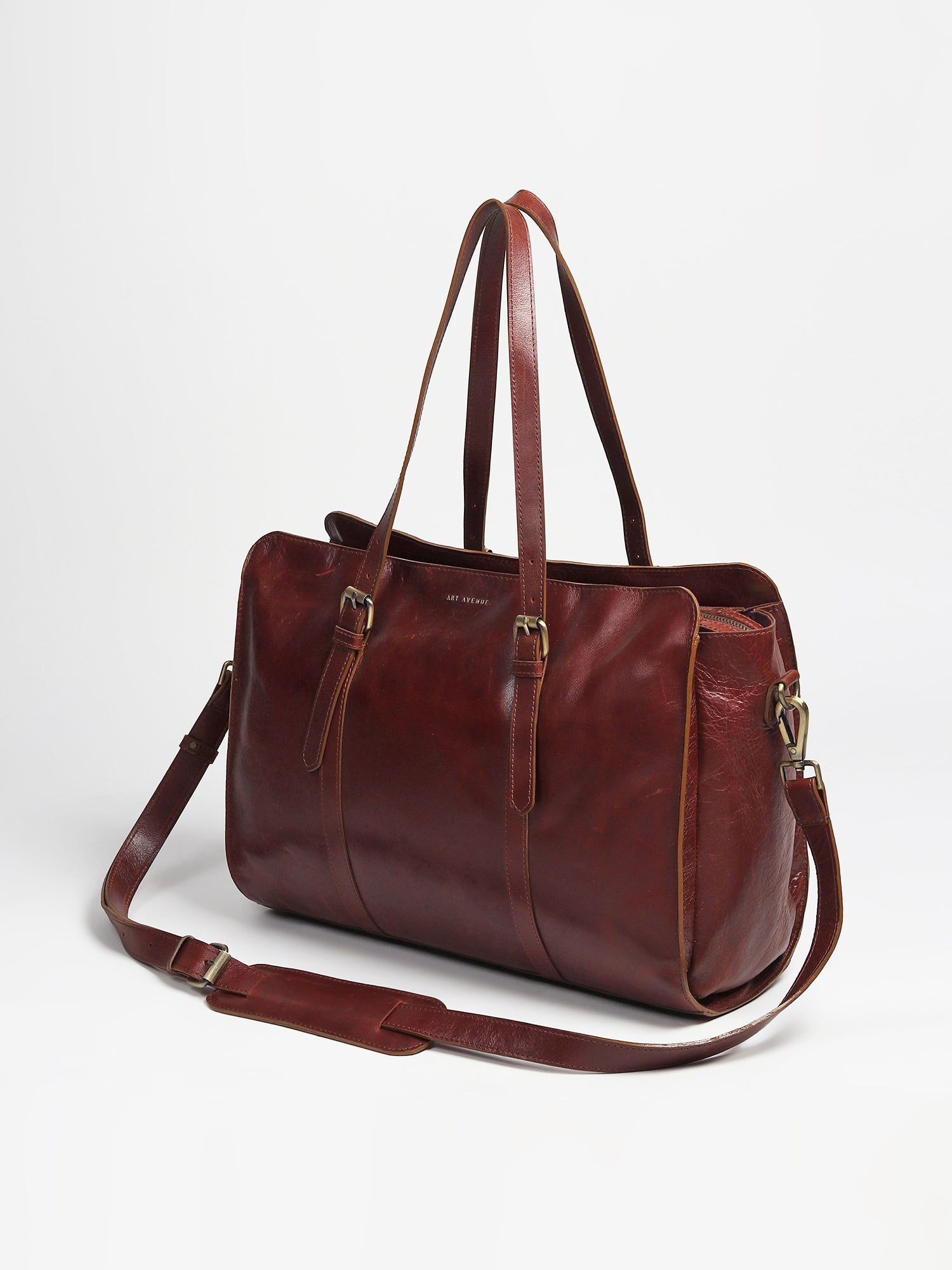 Adieu leather laptop bag back view — Art Avenue