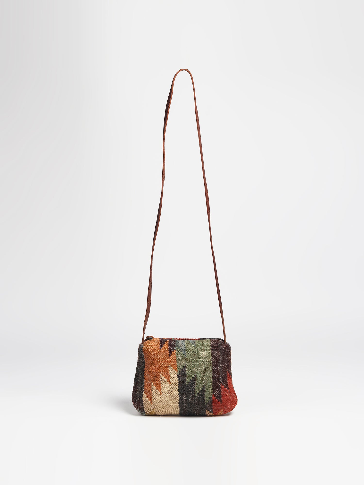 Alpha kilim and leather sling bag, alternate view — Art Avenue