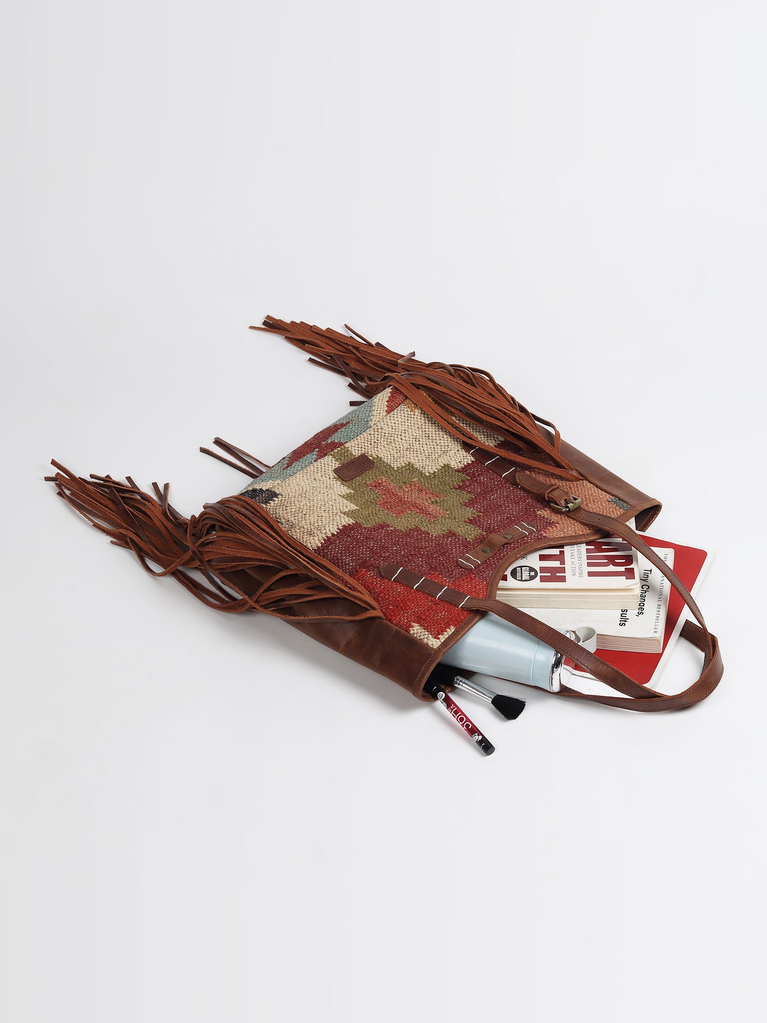 Bohemian kilim handbag hardware detail — Art Avenue