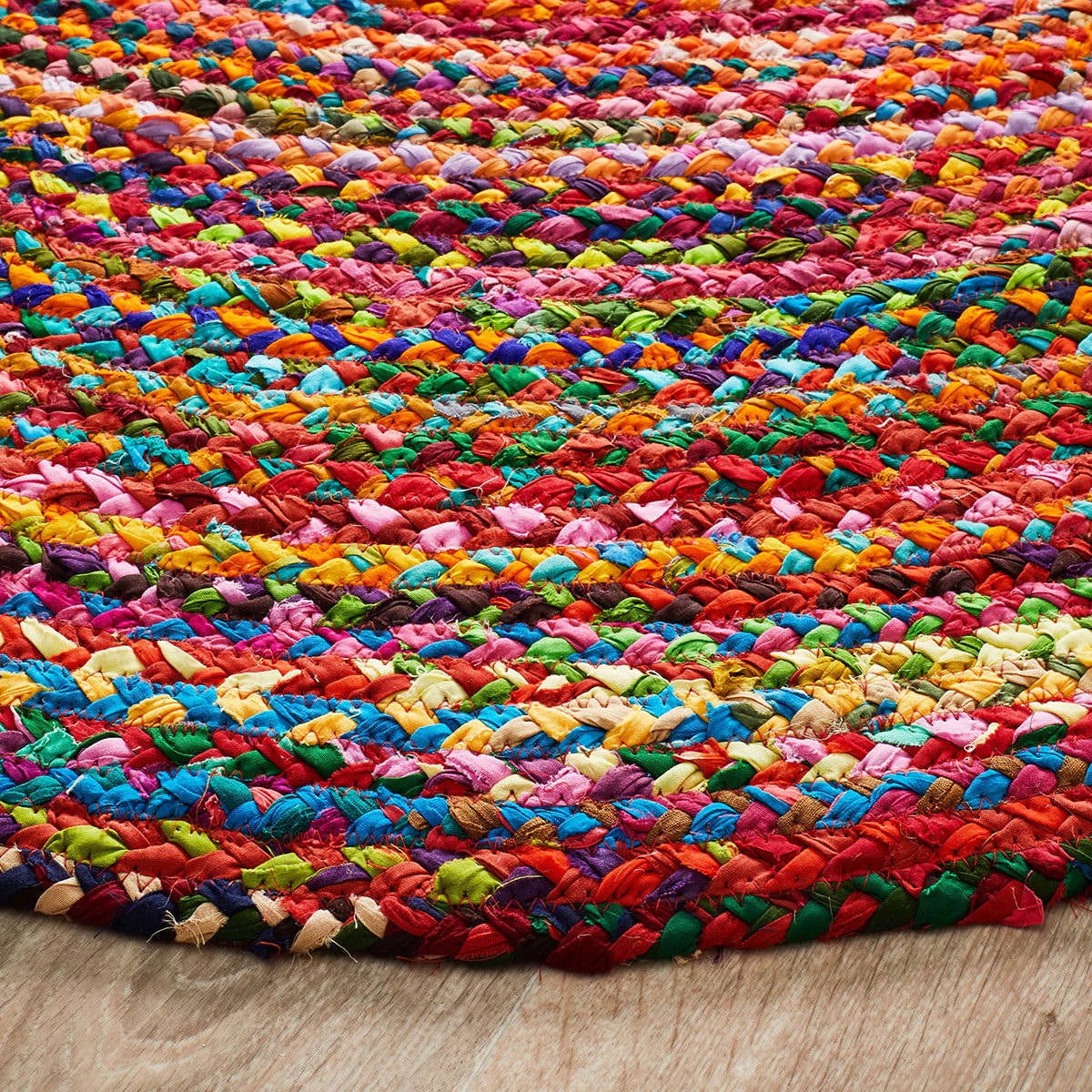 Justified Round Braided Recycled Chindi Rug