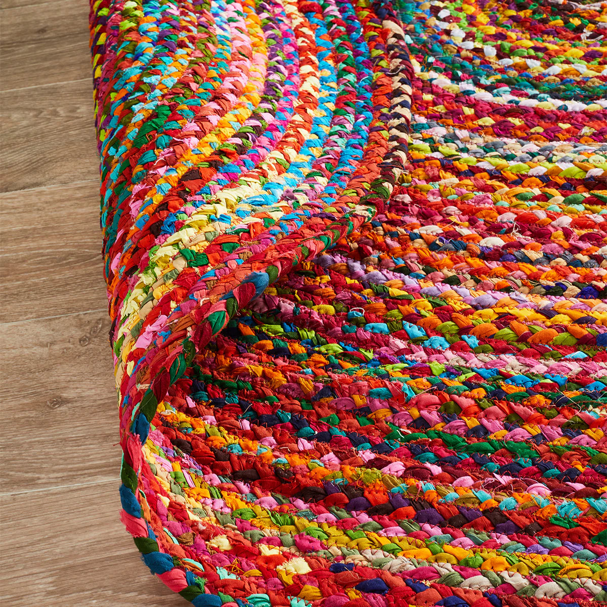Justified Round Braided Recycled Chindi Rug