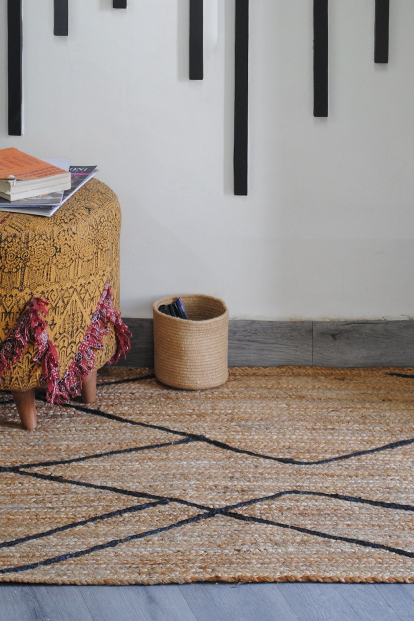 Ariana braided jute rug room setting — Art Avenue