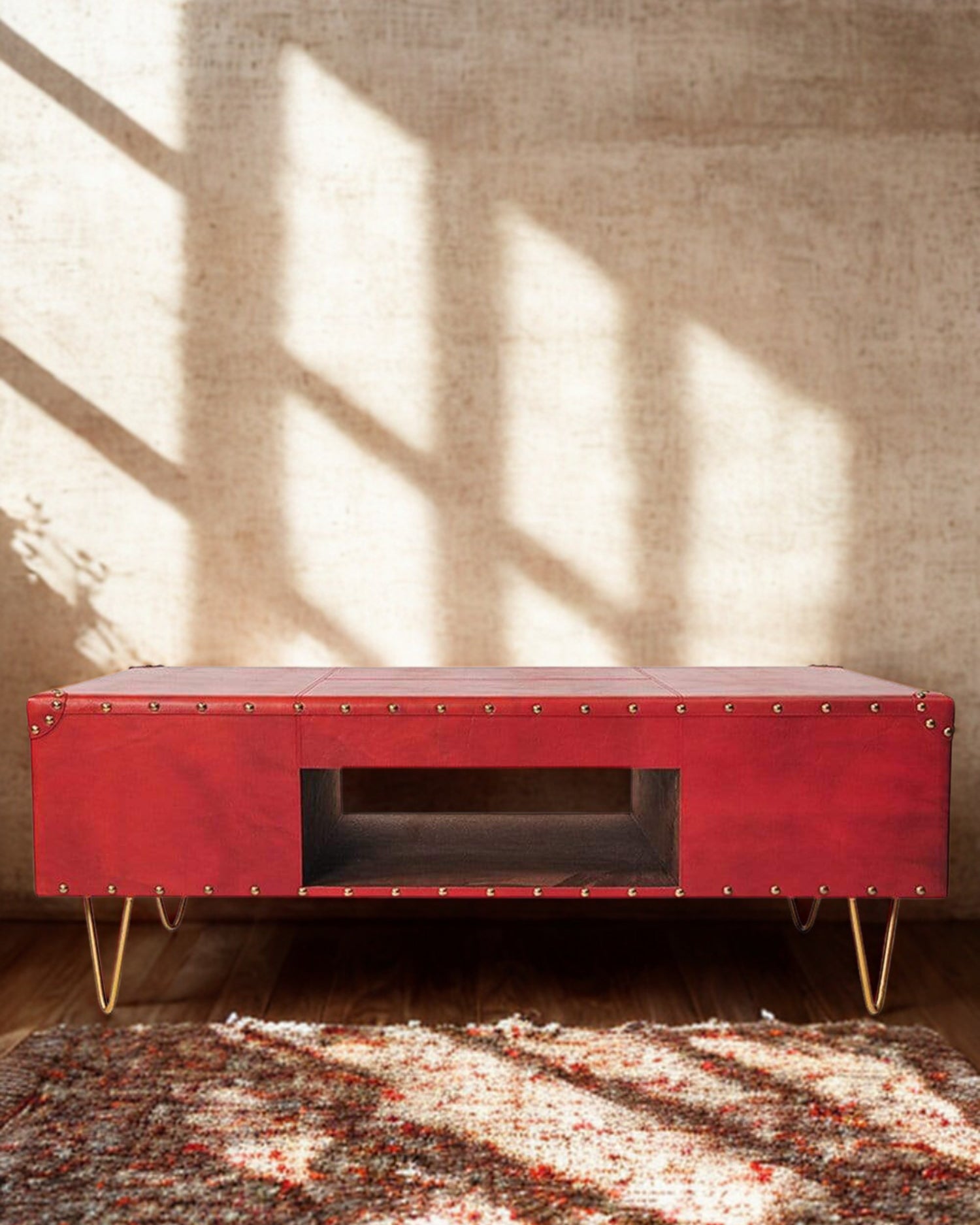 Side view of leather coffee table — Art Avenue