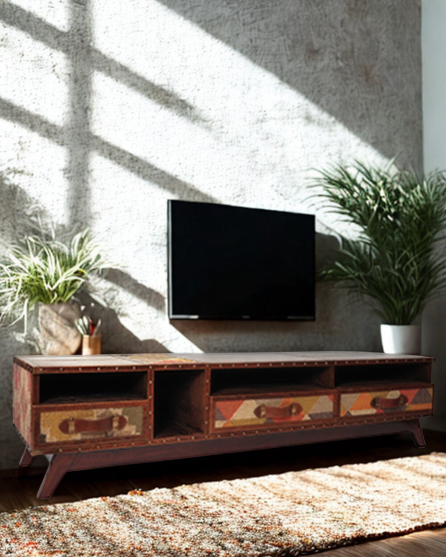 Sterling solid wood TV unit — side view — Art Avenue