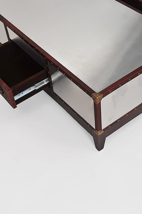 Handcrafted aluminium and leather coffee table — Art Avenue