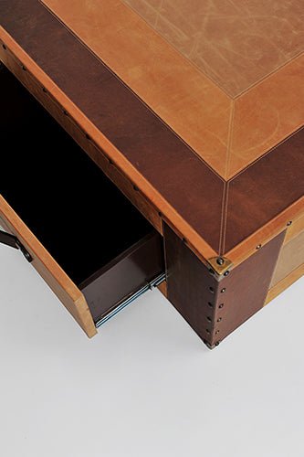Handcrafted leather coffee table with storage — Art Avenue
