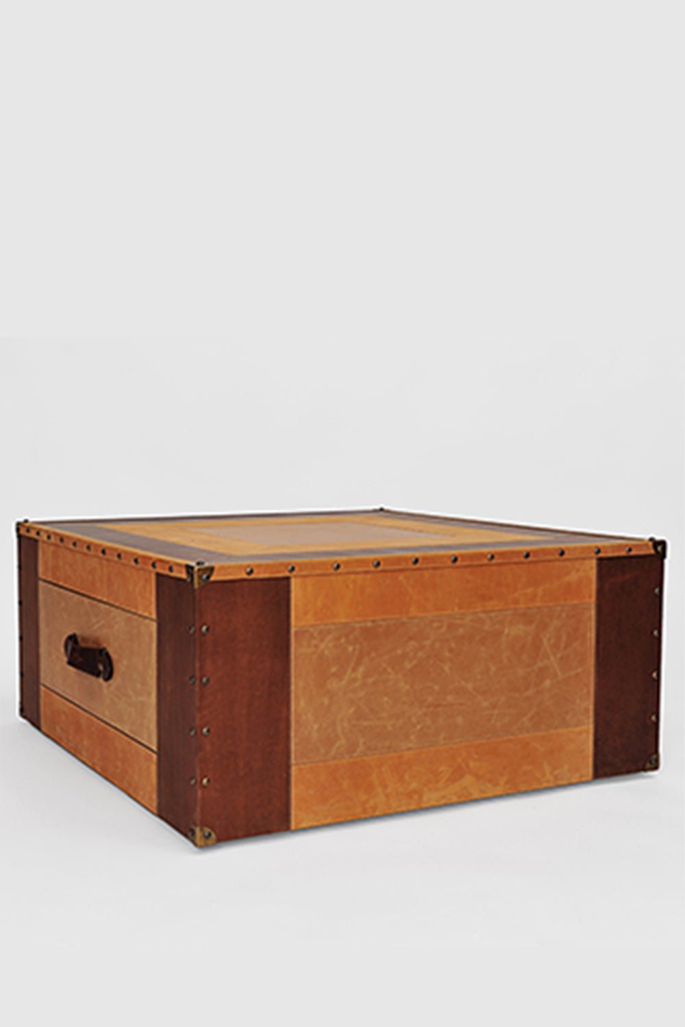 Leather coffee table drawer detail — Art Avenue