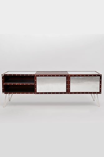 AUSTIN TV UNIT - ALUMINIUM AND LEATHER - ART AVENUE